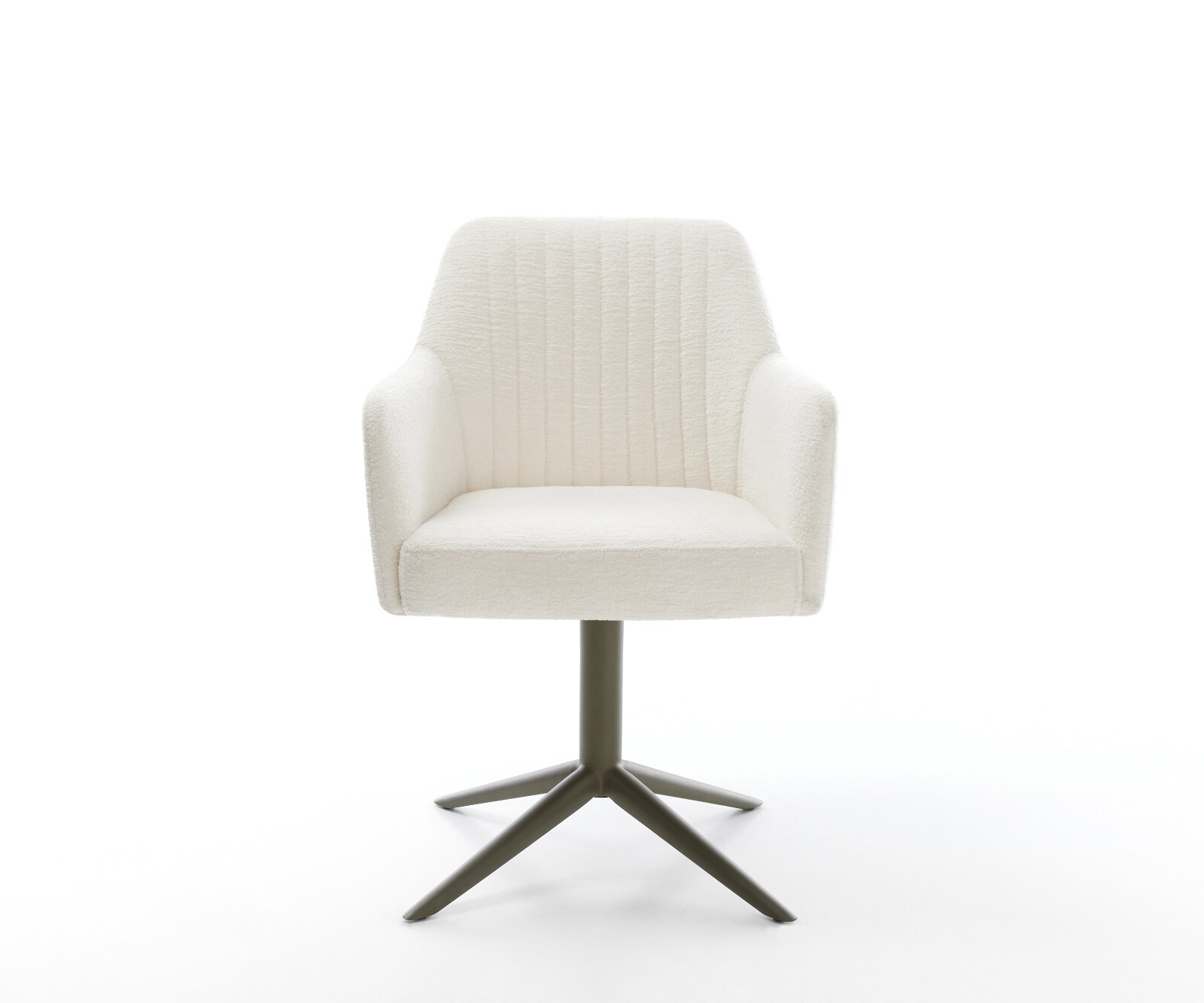 Drehstuhl Greg-Flex Bouclé Soft Beige Fußkreuz Effektfinish Titan 360° drehbar Wippfunktion Taschenfederkern 2