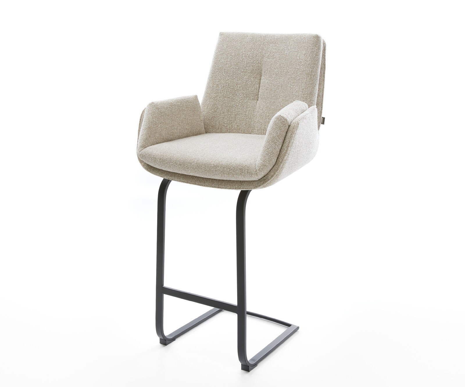 Barstuhl Clea-Flex Webstoff Soft Beige Freischwinger Flach Metall Schwarz 1