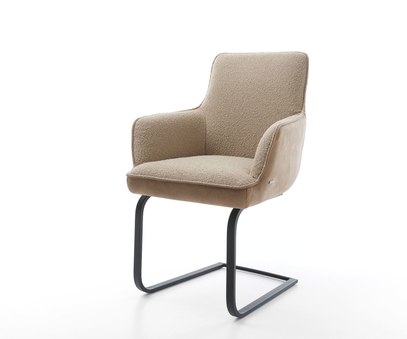 Freischwinger Heira-Flex mit Armlehnen Materialmix Schlamm Freischwinger flach Schwarz Taschenfederkern 1