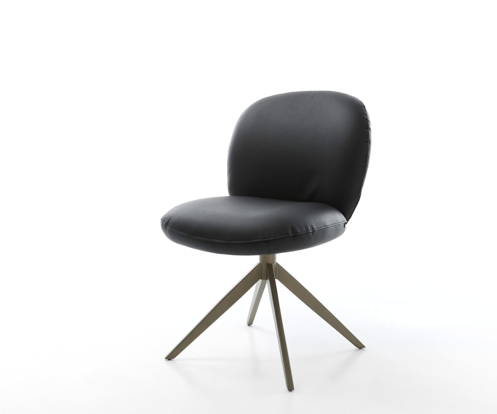 Drehstuhl Nube-Flex Echt-Leder Schwarz Kreuzgestell breit Effektfinish Titan 360° drehbar Wippfunktion Taschenfederkern Drehstuhl Nube-Flex Echt-Leder Schwarz Kreuzgestell breit Effektfinish Titan 360° drehbar Wippfunktion Taschenfederkern