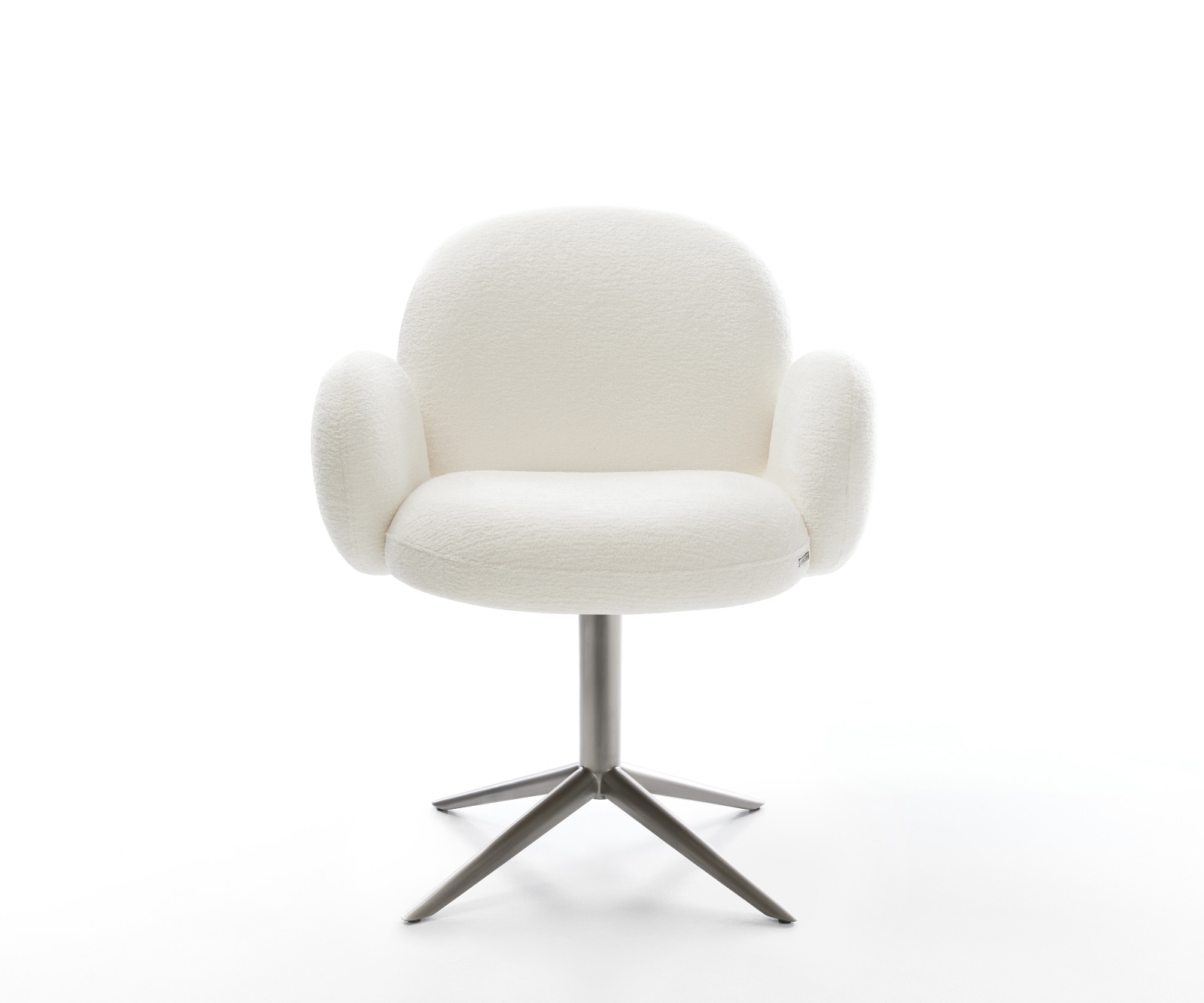 Drehstuhl Nube-Flex mit Armlehnen Bouclé Soft Beige Fußkreuz Graphit 360° drehbar Wippfunktion Taschenfederkern 1