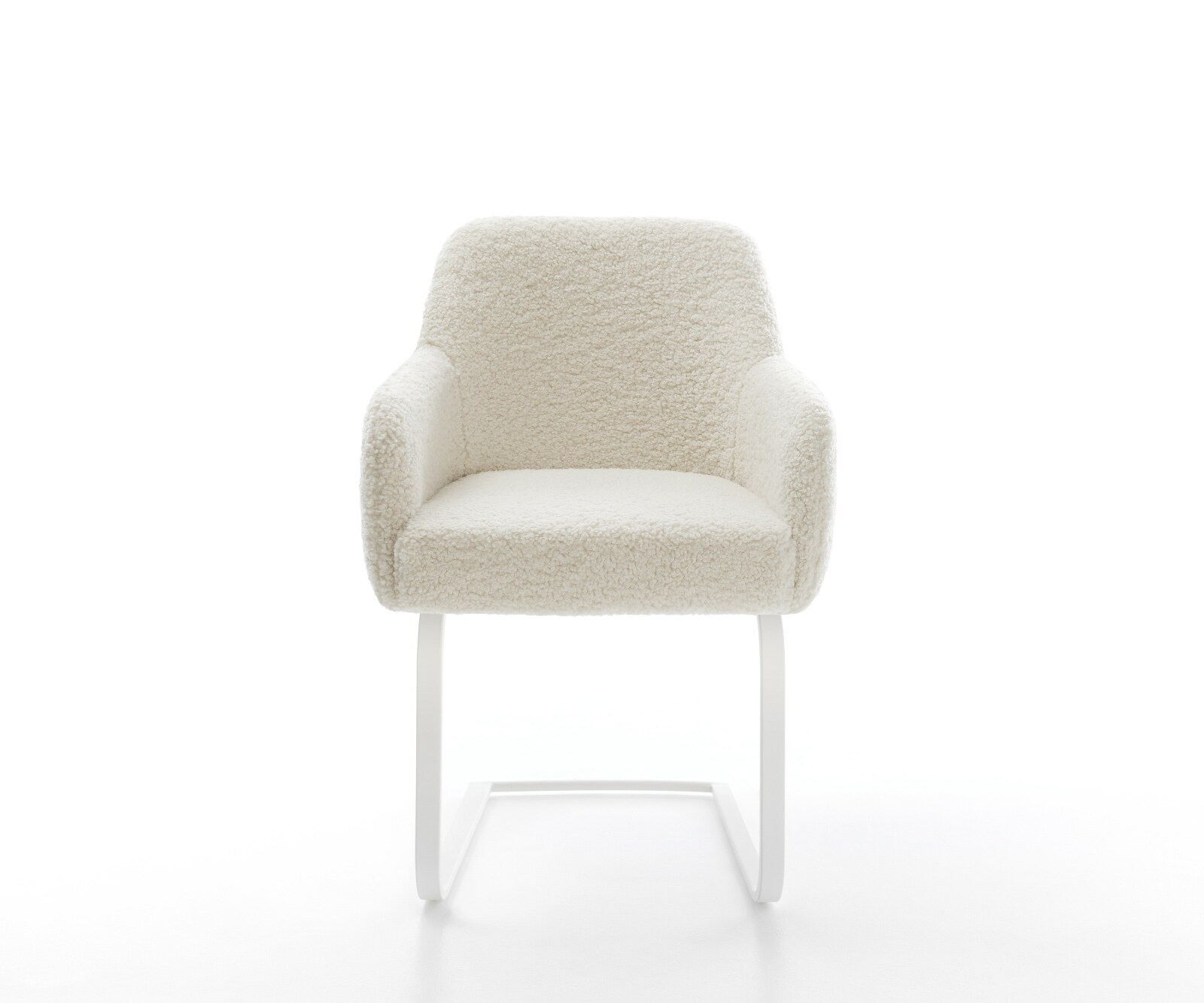 Freischwinger Greg-Flex Teddystoff Beige Freischwinger flach Weiß Taschenfederkern 2