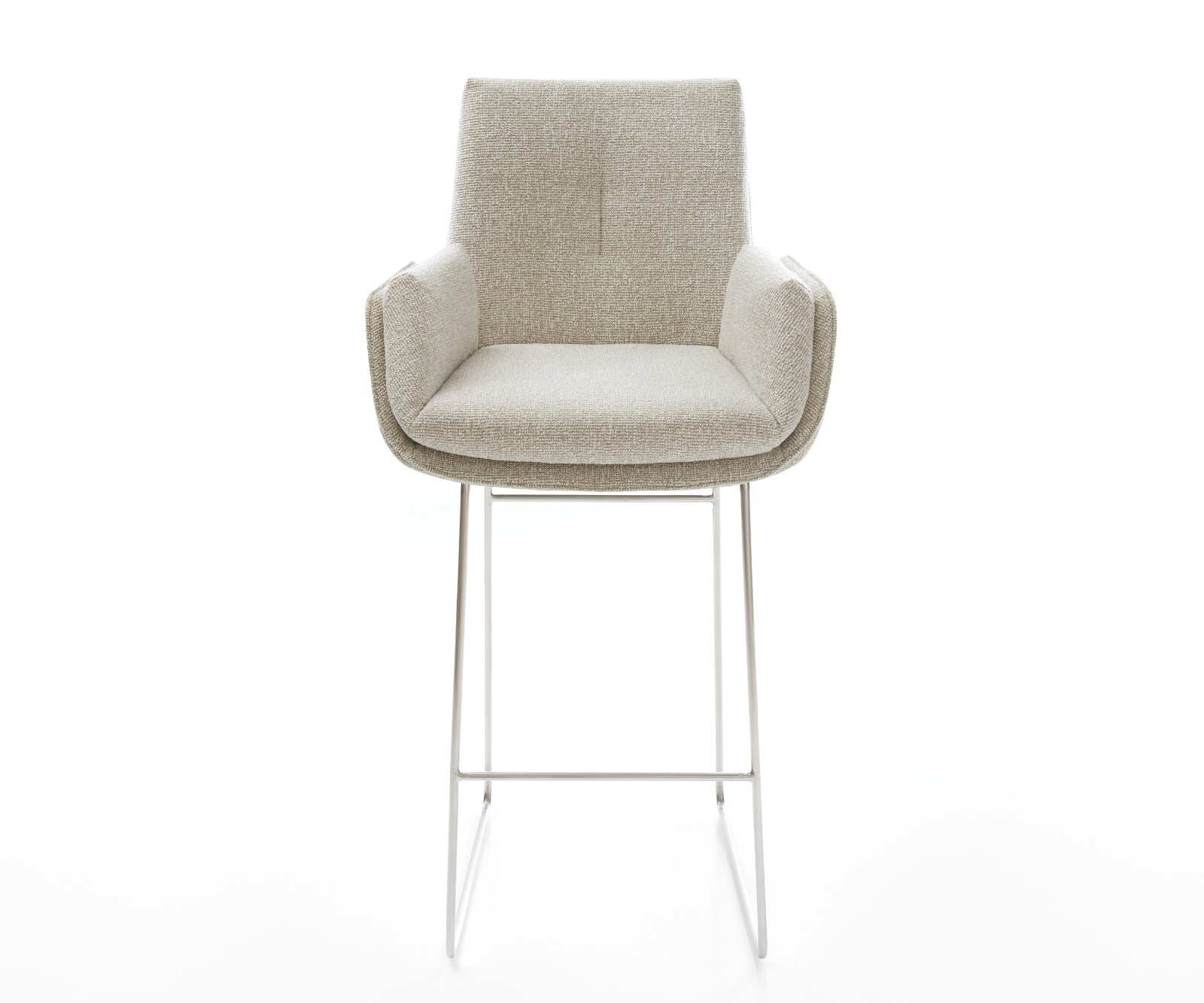 Barstuhl Clea-Flex Webstoff Soft Beige Kufengestell Edelstahl Silberfarben 1
