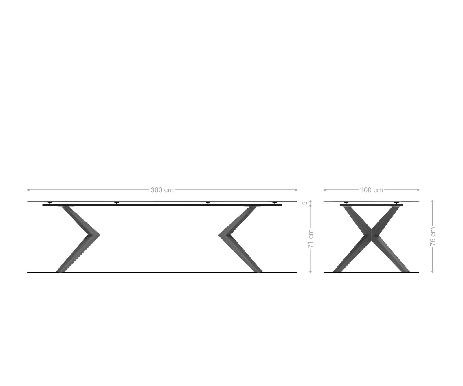 Esstisch Edge 300x100 cm Keramik Onyx Pearl Zenthara kantig Metall Schwarz 8