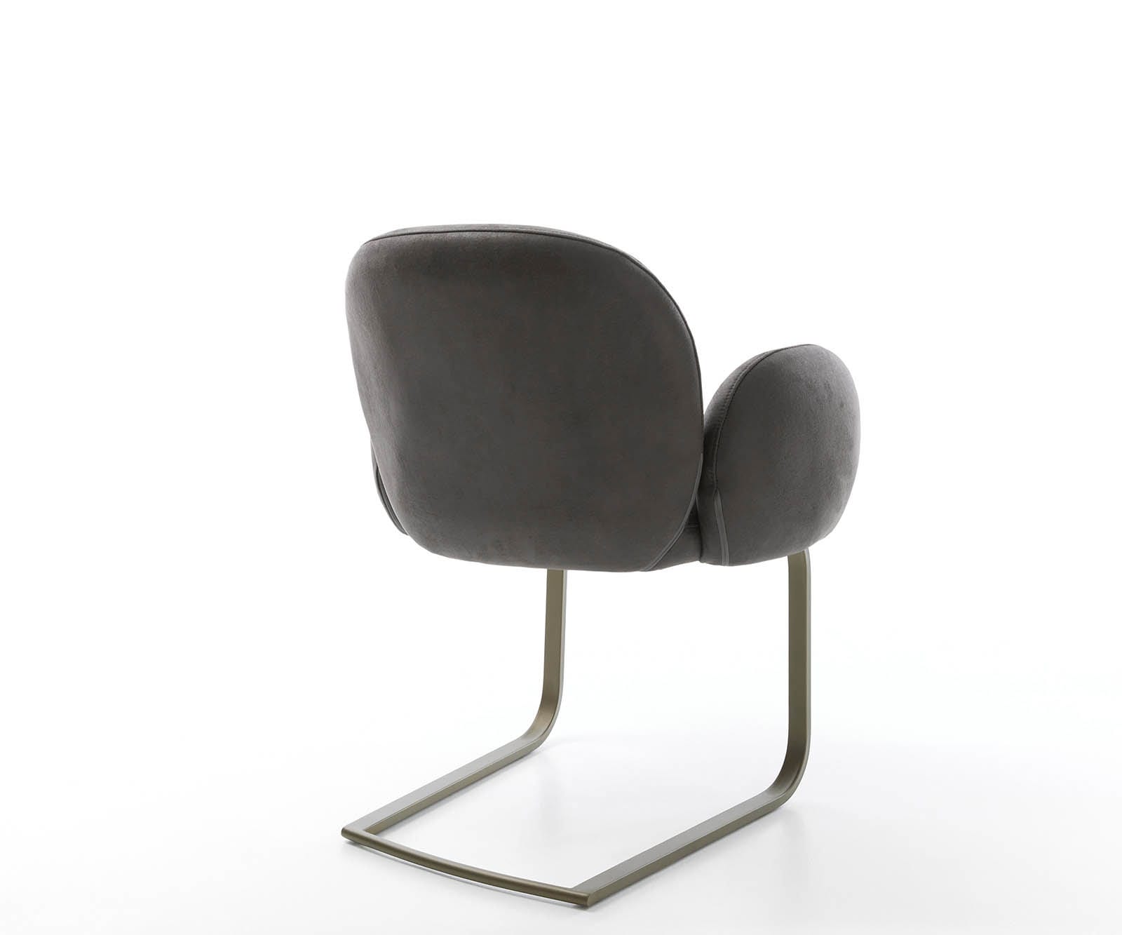 Freischwinger Nube-Flex mit Armlehnen Mikrofaser Anthrazit Vintage Freischwinger flach Effektfinish Titan Taschenfederkern 5