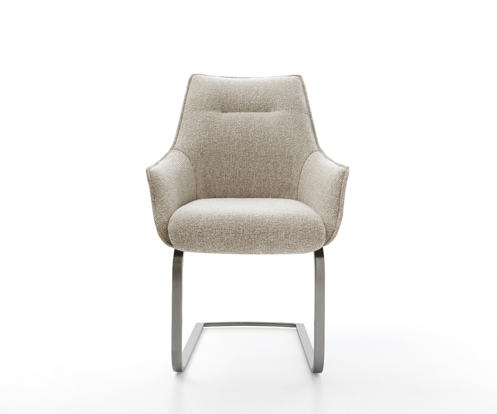 Freischwinger Alja-Flex mit Armlehnen Webstoff Soft Beige Freischwinger flach Graphit Taschenfederkern 1