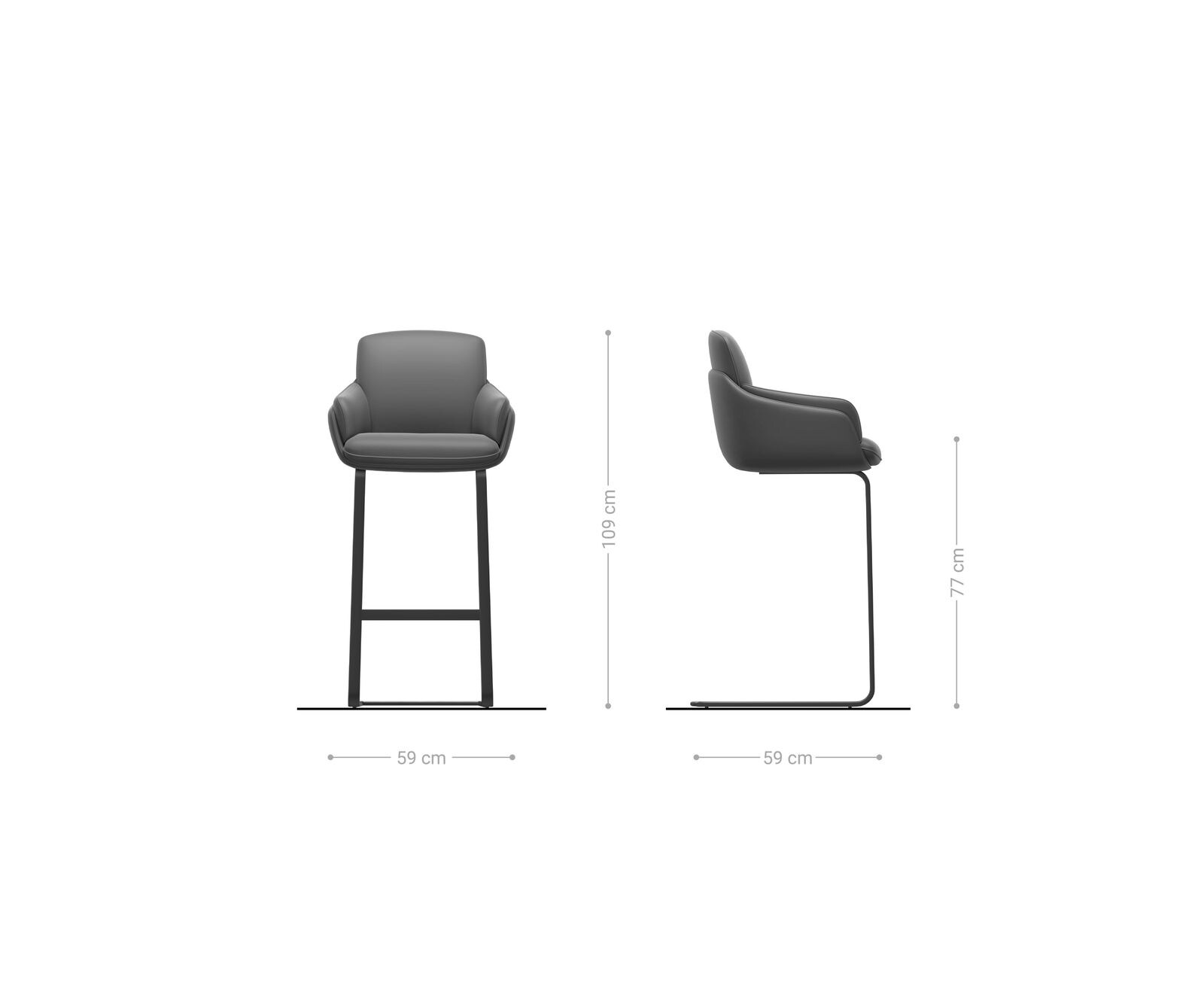 Barstuhl Luan-Flex Materialmix Schlamm Freischwinger Flach Edelstahl 6