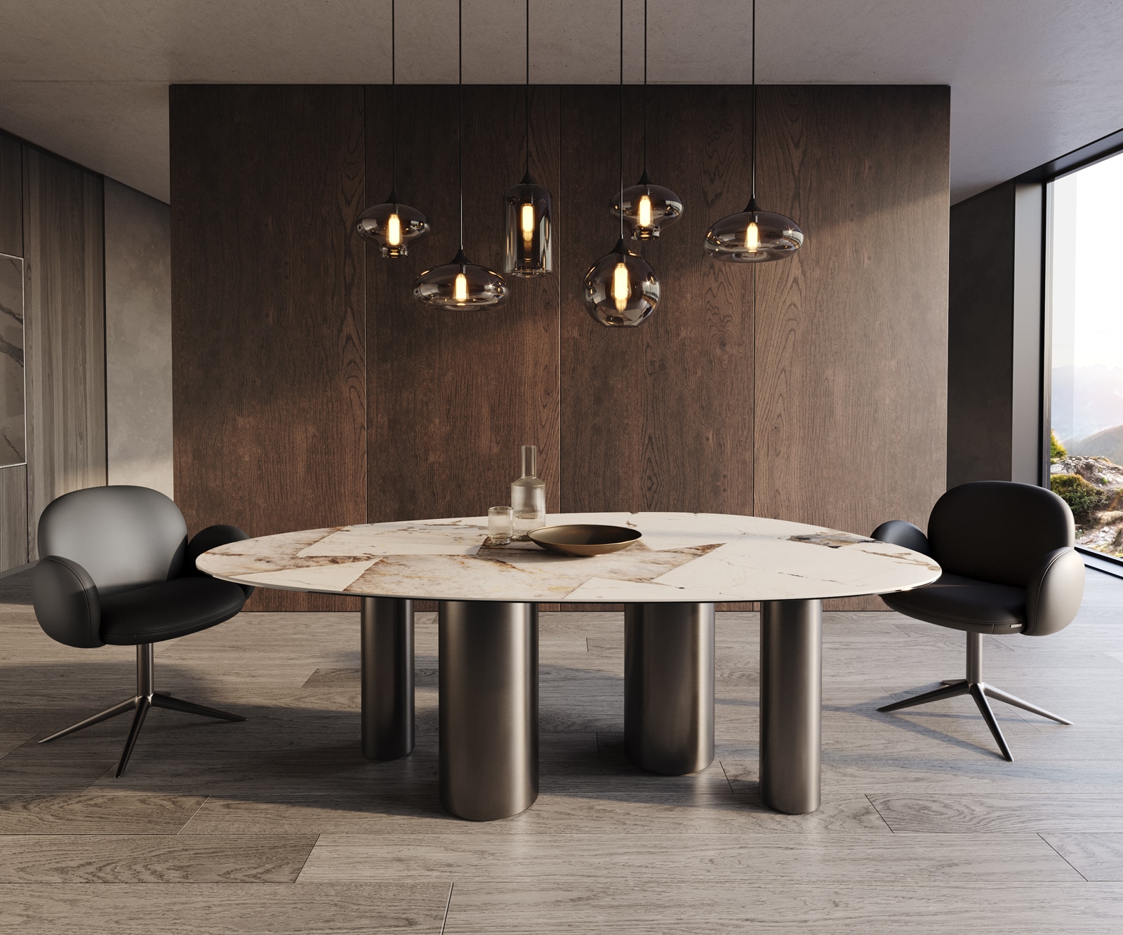 Esstisch Edge Oval 220x120 Keramik Iris FMG Patagonia Lappato Pilier Edelstahl Graphit 1 Esstisch Edge Oval 220x120 Keramik Iris FMG Patagonia Lappato Pilier Edelstahl Graphit 1