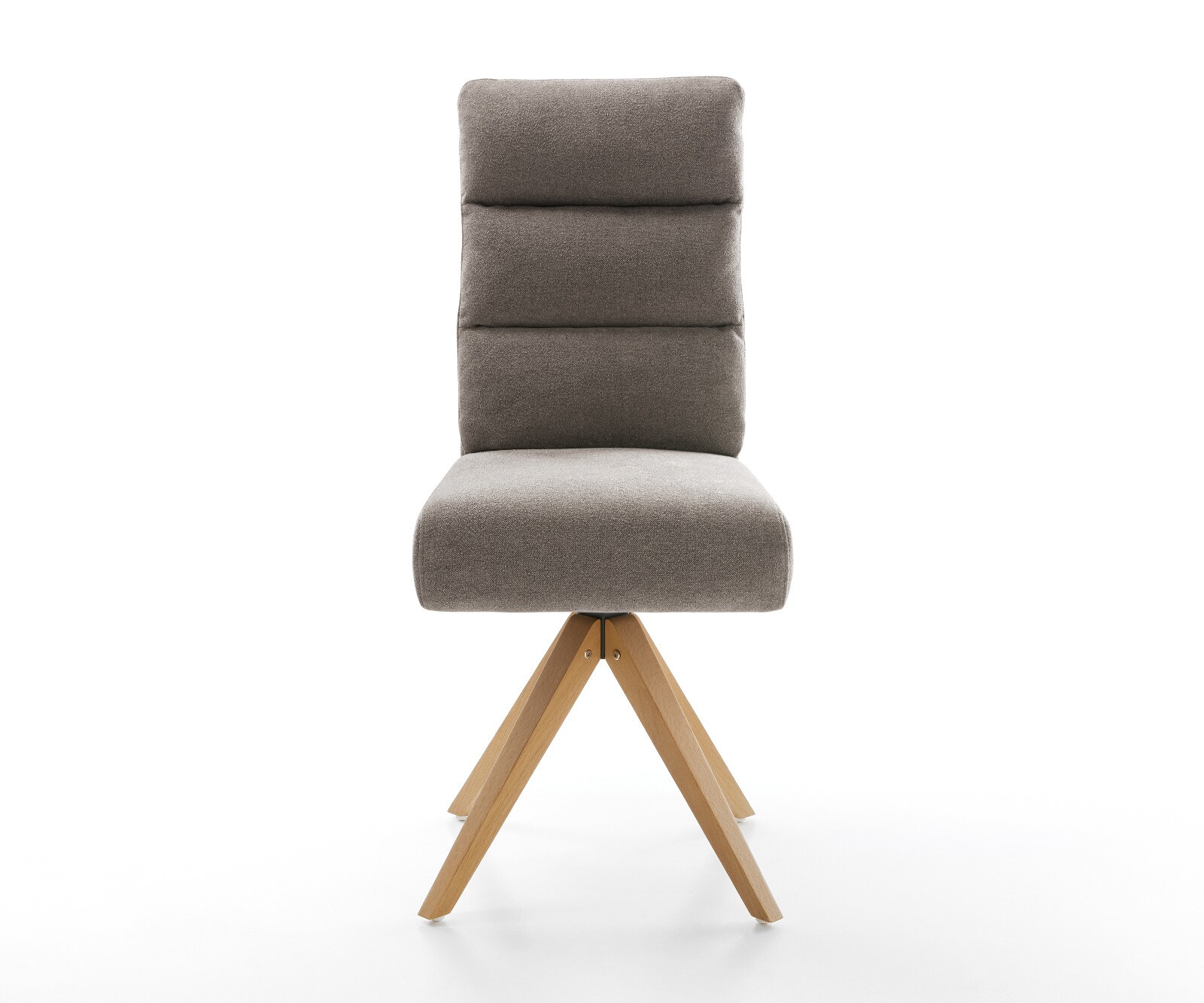 Drehstuhl Pela-Flex Strukturstoff Soft Taupe Holzgestell kantig Natur 360° drehbar Taschenfederkern 2