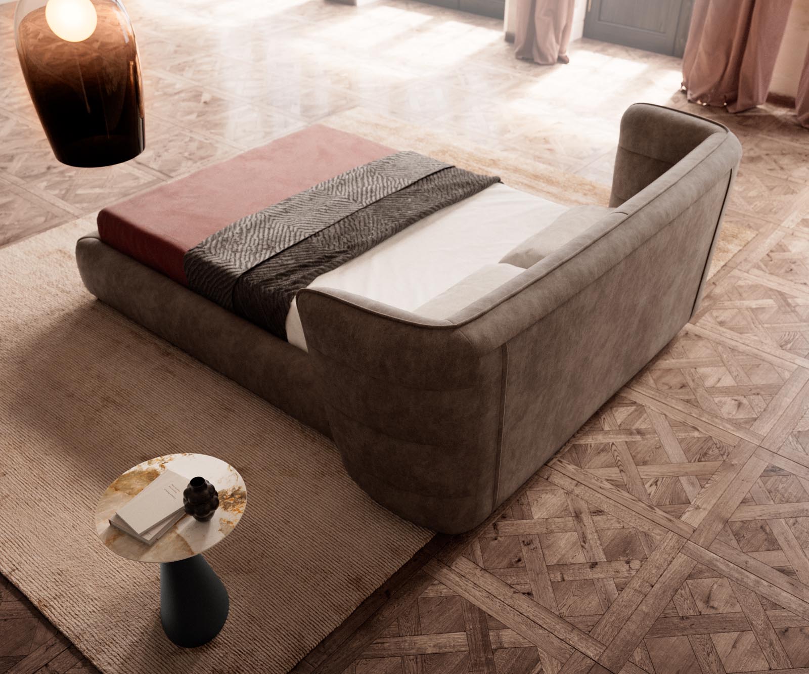 Polsterbettgestell Simea 140x200 cm Mikrofaser Taupe Vintage 6