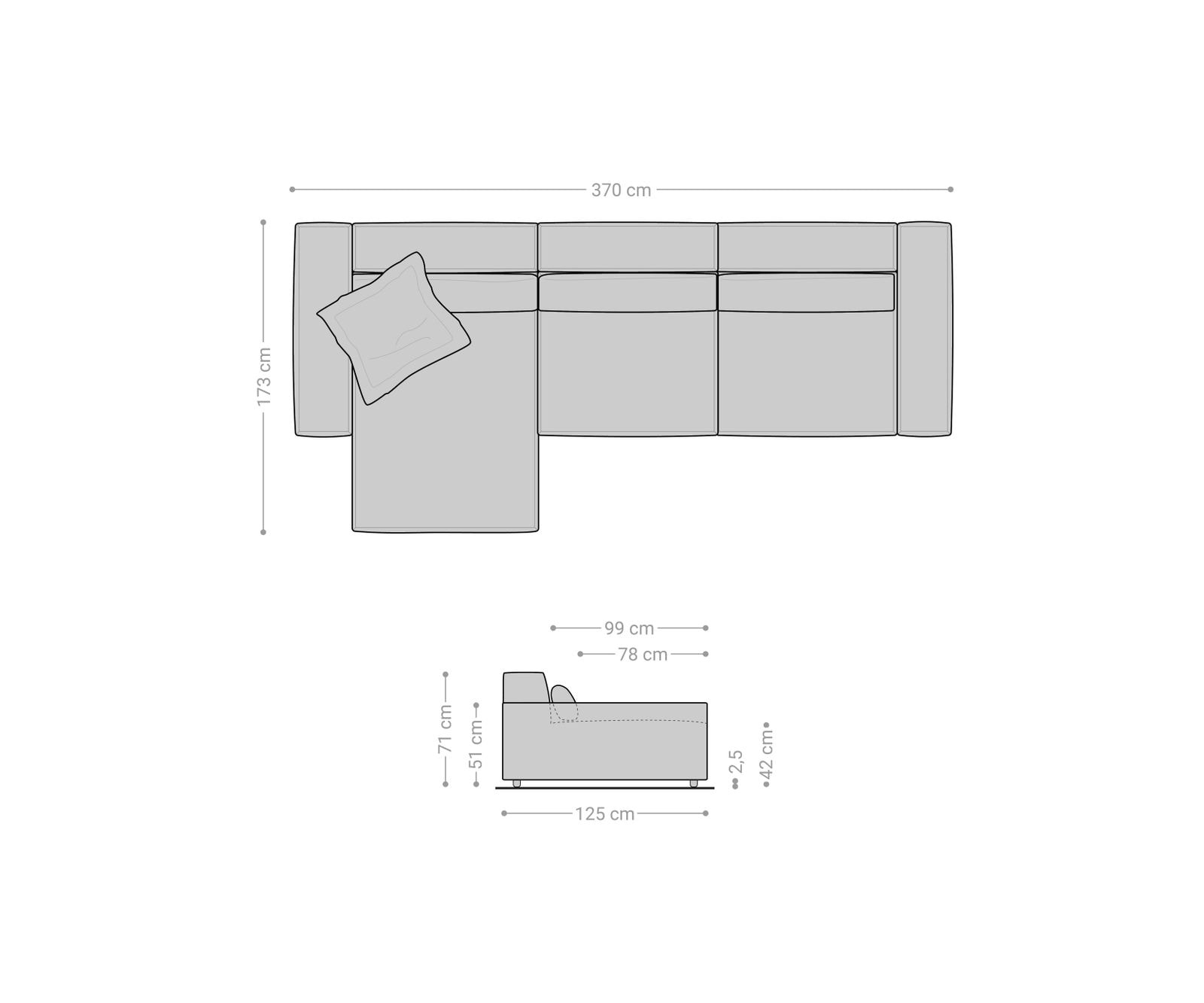 11 Ecksofa Sirpio XL 370x170 cm Mikrofaser Grau 6