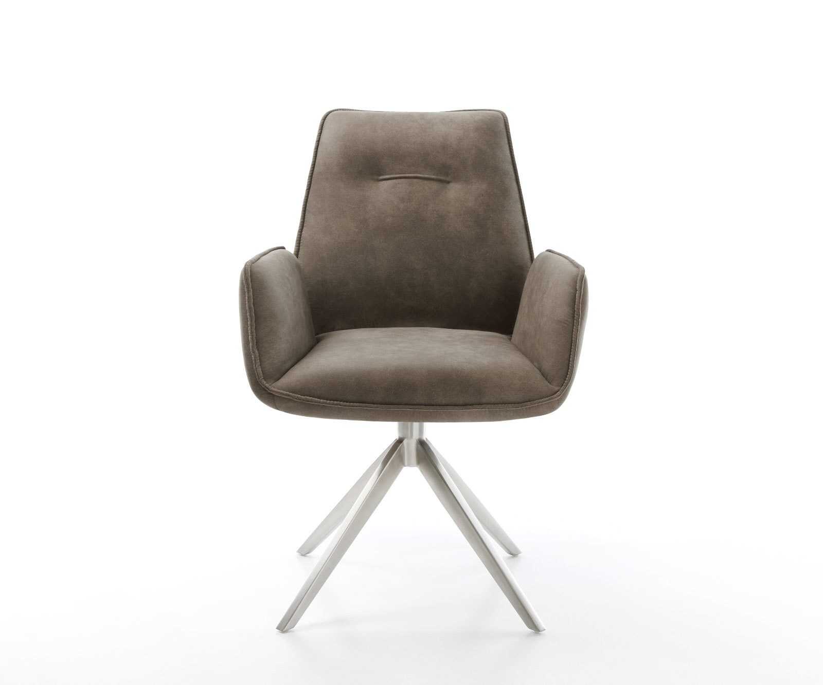 Drehstuhl Zoa-Flex Mikrofaser Taupe Vintage Kreuzgestell breit Edelstahl 360° drehbar Wippfunktion Taschenfederkern 1
