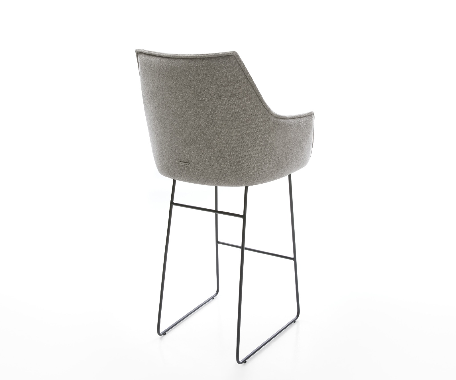 Barstuhl Alja-Flex Strukturstoff Soft Grau Kufengestell Metall Schwarz Taschenfederkern 5