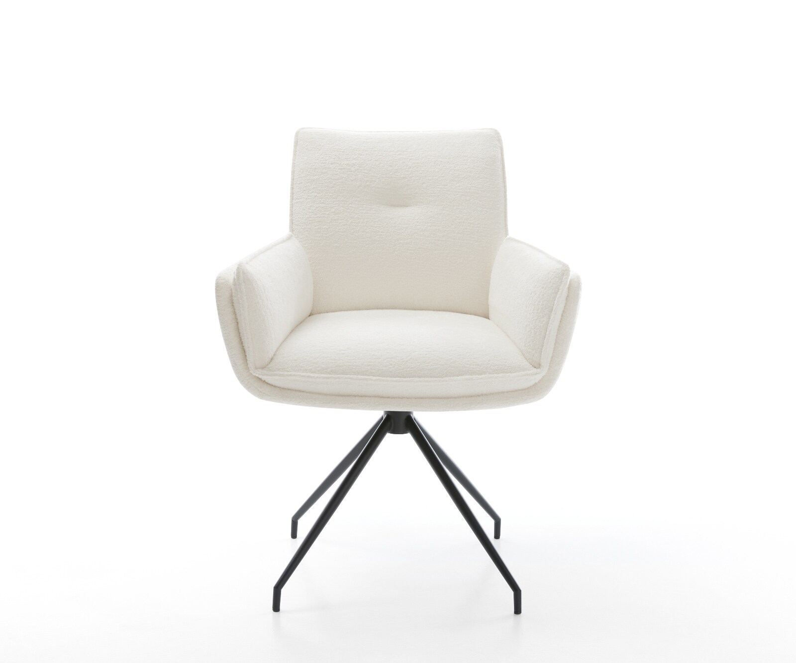 Esszimmerstuhl Nela-Flex Bouclé Soft Beige Kreuzgestell konisch Schwarz 1