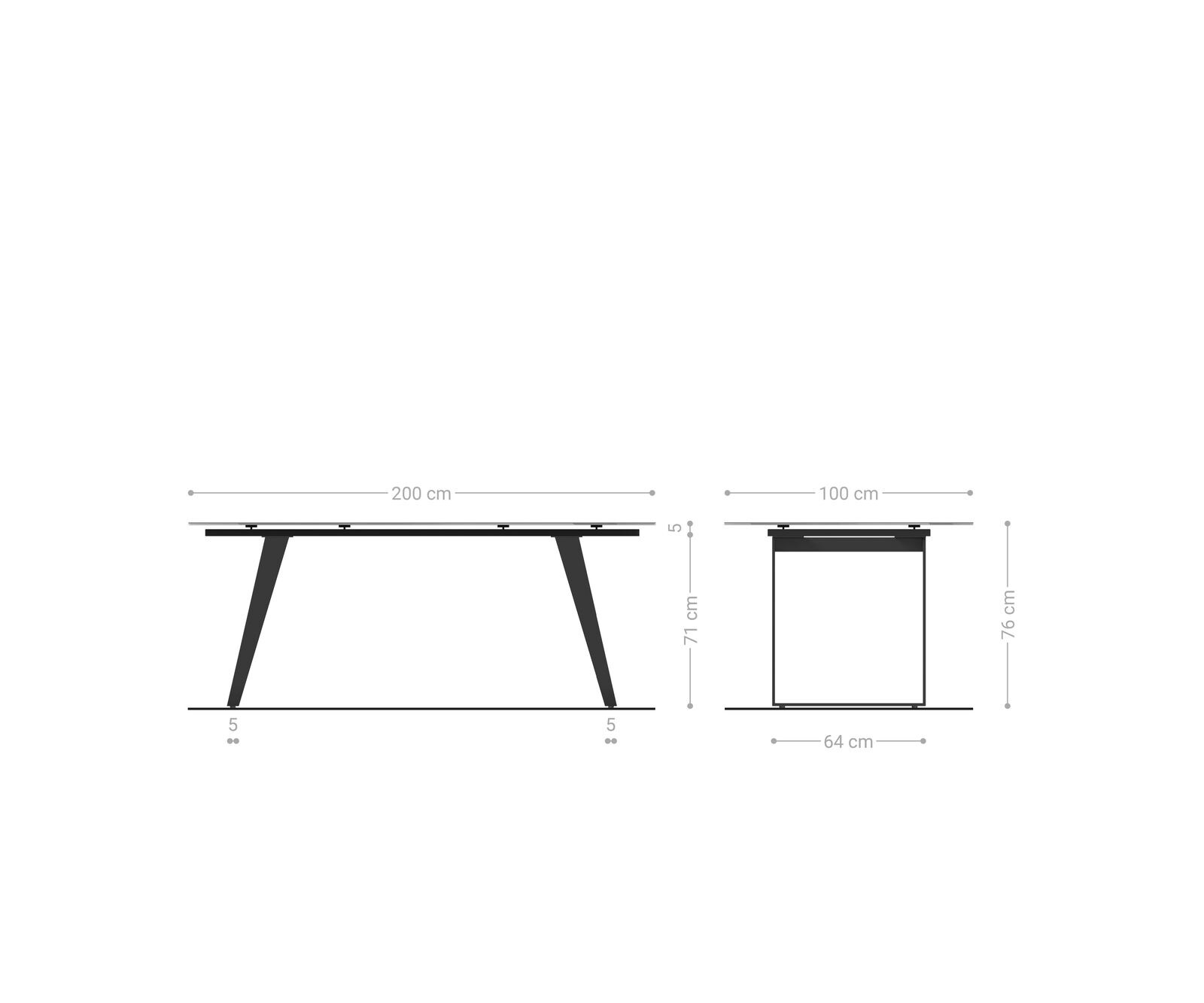 Esstisch Edge Boot 200x100 Keramik Laminam® Travertino Bianco Creme-Weiß Edelstahl Schräg 8