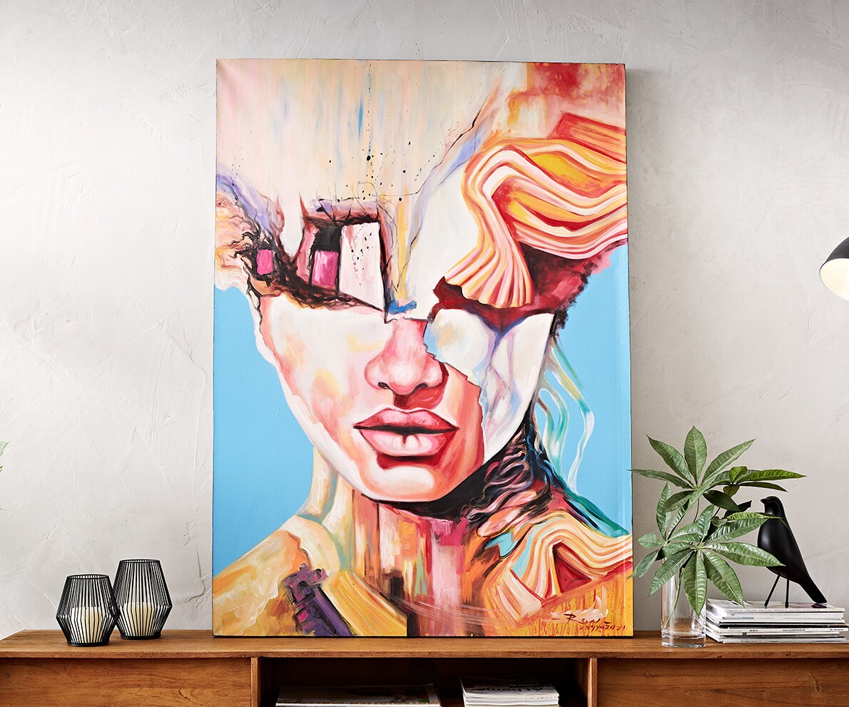 Gemälde Expression Mehrfarbig 100x140 cm Acryl auf Leinwand 3
