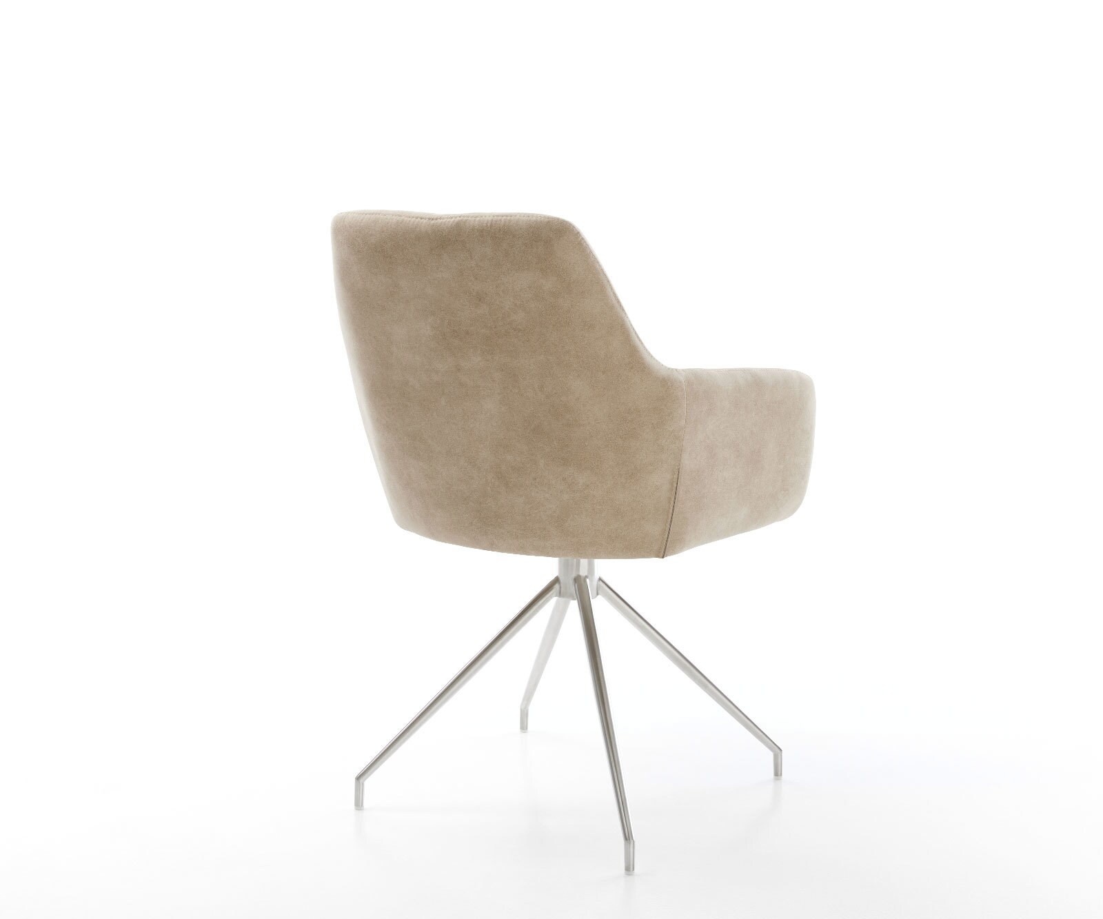Esszimmerstuhl Pejo-Flex Mikrofaser Beige Vintage Kreuzgestell konisch Edelstahl Taschenfederkern 5