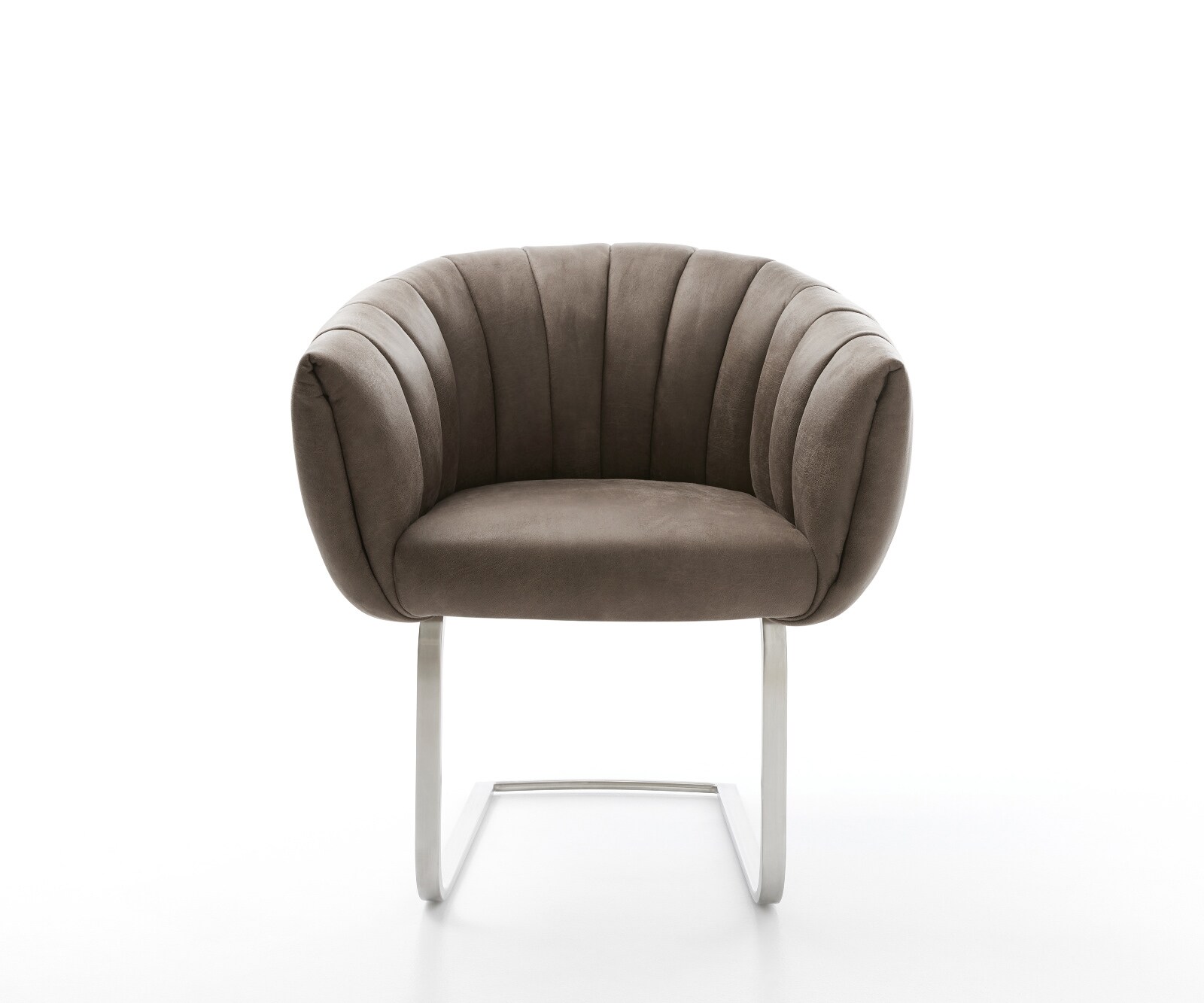 Freischwinger Jada-Flex Mikrofaser Taupe Vintage Freischwinger flach Edelstahl Taschenfederkern 1