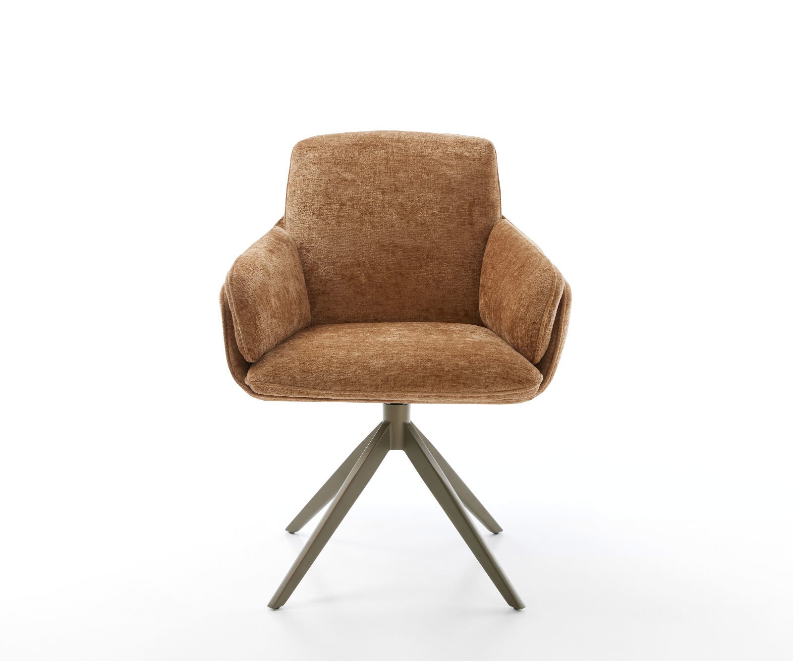 Drehstuhl Luan-Flex mit Armlehnen Chenille Rost Kreuzgestell breit Effektfinish Titan 360° drehbar Wippfunktion 1