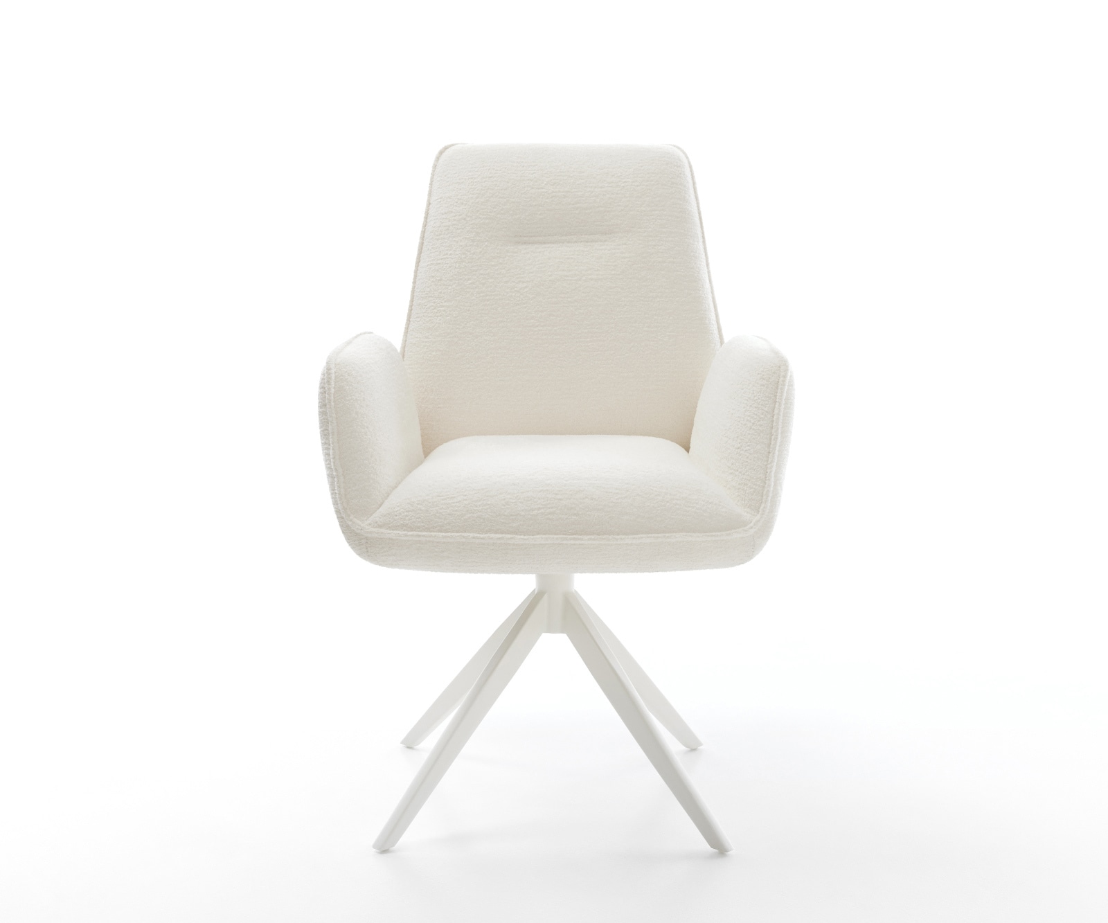 Drehstuhl Zoa-Flex Bouclé Soft Beige Kreuzgestell breit Weiß 360° drehbar Wippfunktion Taschenfederkern 2