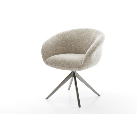 Drehstuhl Vinka-Flex mit Armlehnen Webstoff Soft Beige Kreuzgestell breit Graphit 360° drehbar Wippfunktion Taschenfederkern
