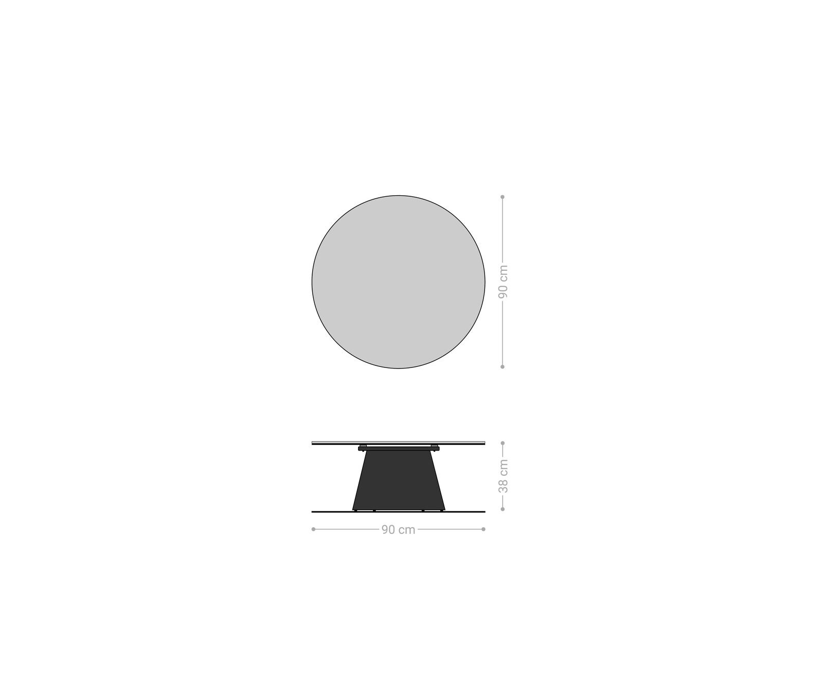Couchtisch Edge Rund 90x90 cm Keramik Beton Grau Borna Effektfinish Titan 8