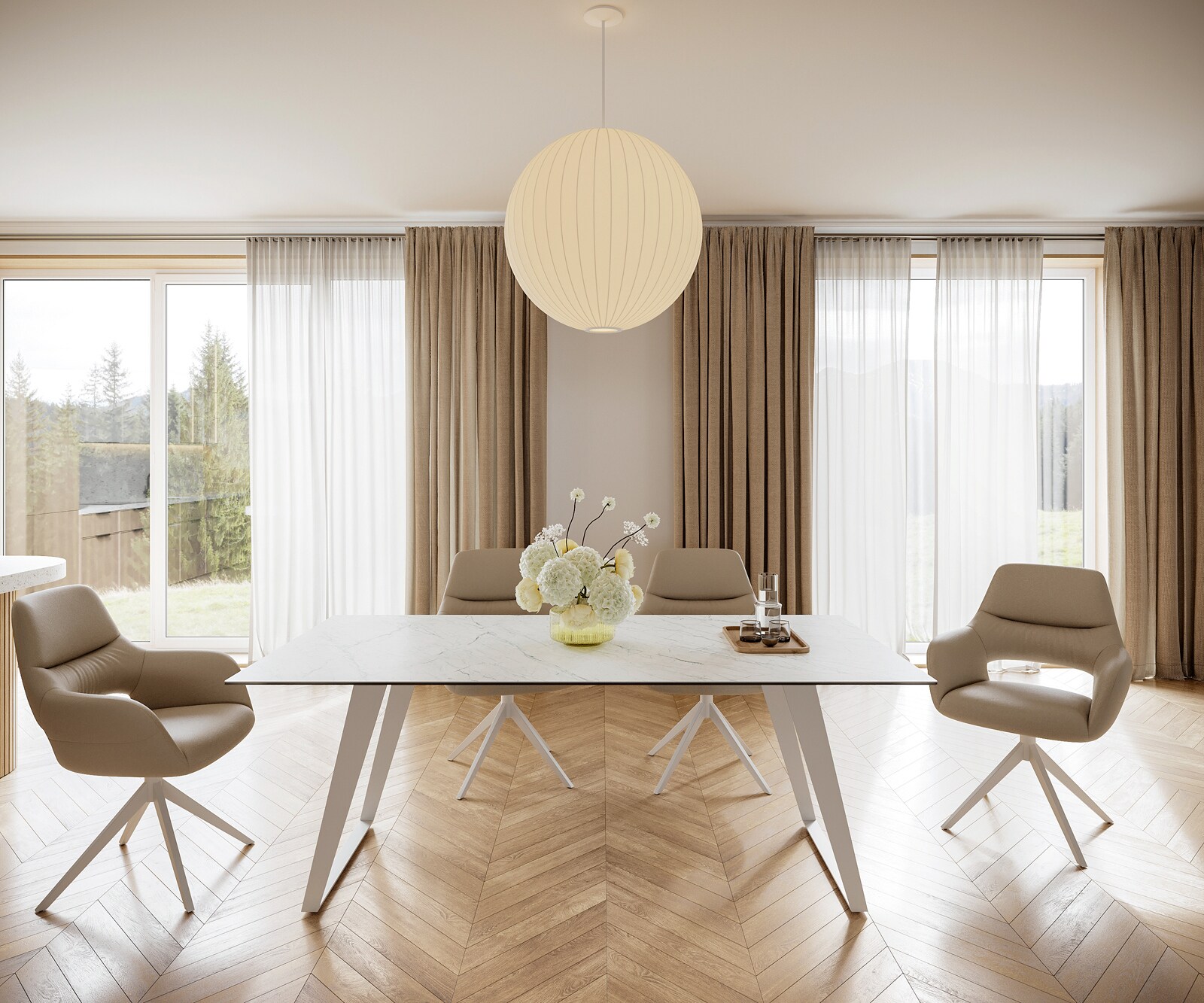 Esstisch Edge 200x100 cm Keramik Laminam® Statuarietto Weiß Metall Schräg Weiß 2