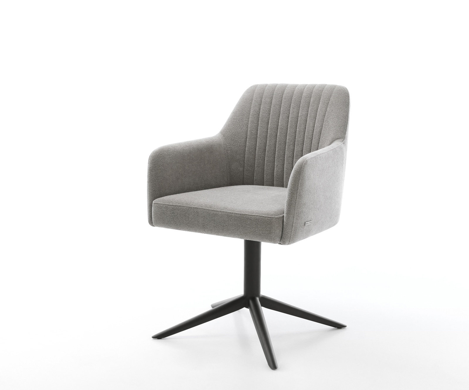 Drehstuhl Greg-Flex Strukturstoff Soft Grau Fußkreuz Schwarz 360° drehbar Wippfunktion Taschenfederkern