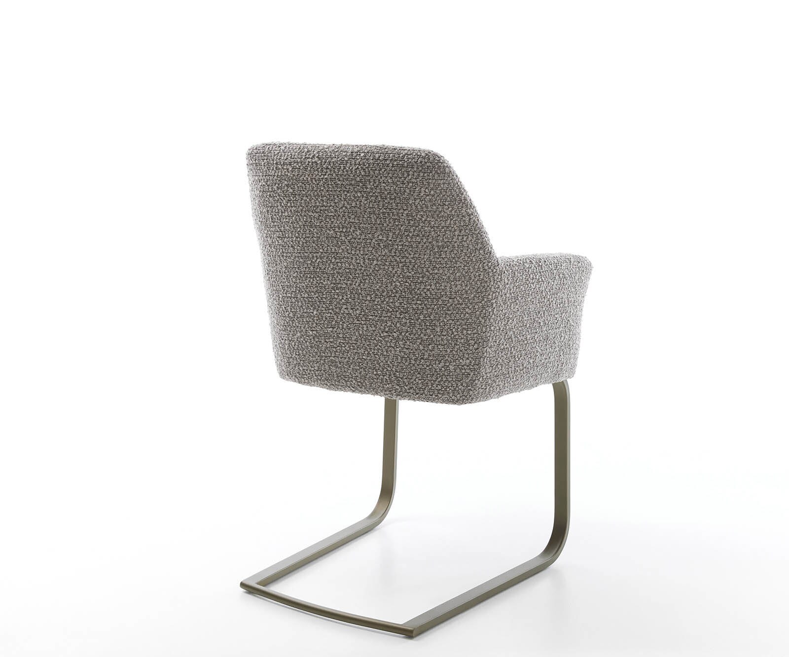 Freischwinger Xana-Flex mit Armlehnen Bouclé Silbergrau Freischwinger flach Effektfinish Titan Taschenfederkern 4