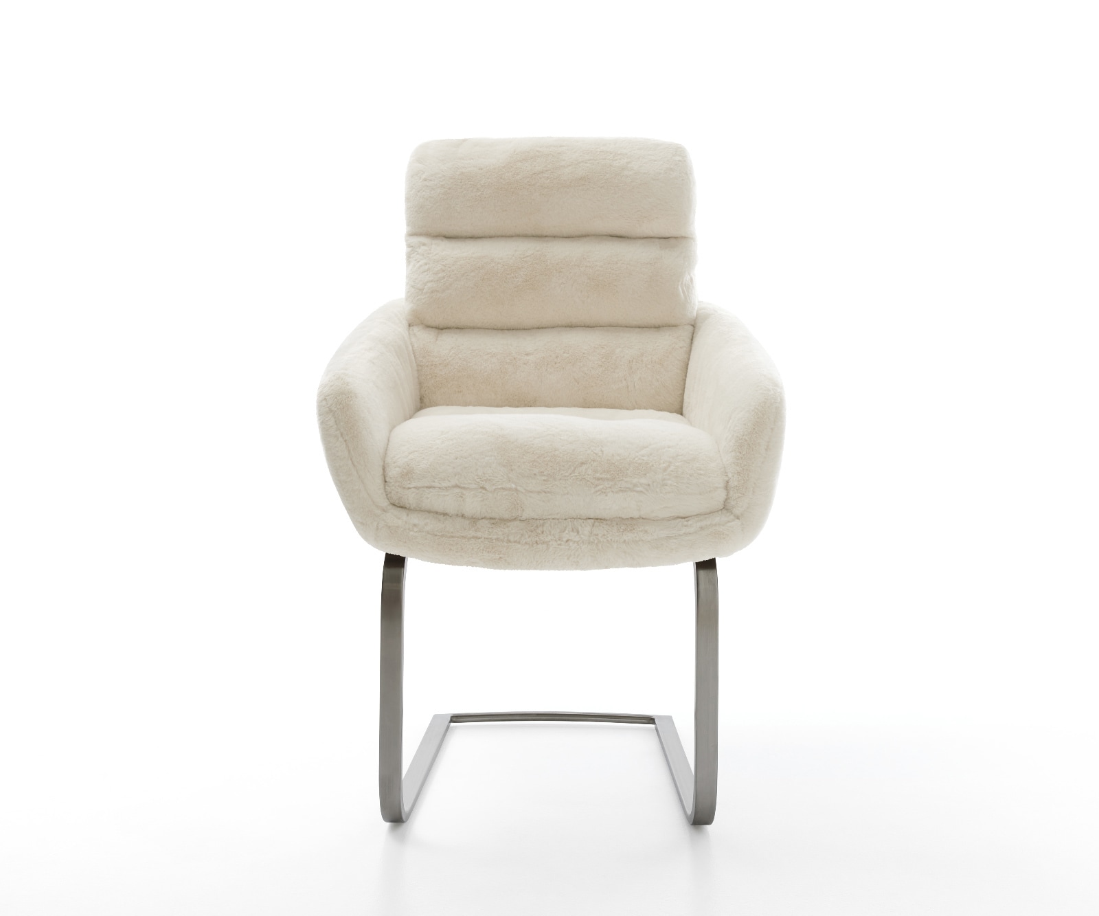 Freischwinger Abelia-Flex mit Armlehnen Plüsch Creme-Weiß Freischwinger flach Graphit 2