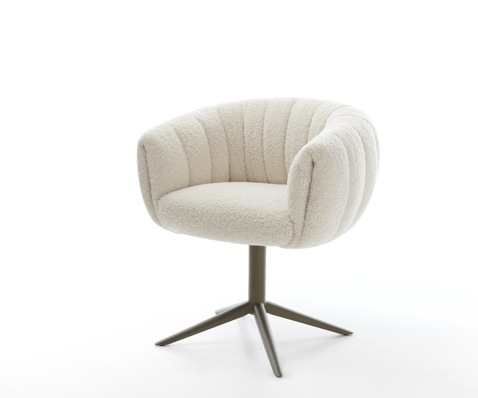 Drehstuhl Jada-Flex Teddystoff Beige Fußkreuz Effektfinish Titan 360° drehbar Wippfunktion Taschenfederkern 1