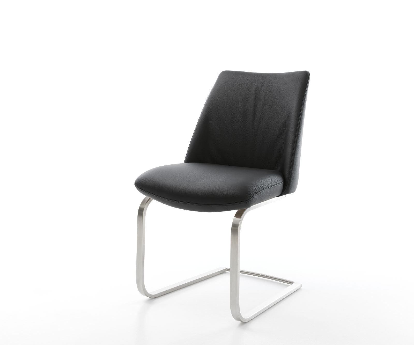 Freischwinger Elso-Flex Echt-Leder Schwarz Freischwinger flach Edelstahl Taschenfederkern