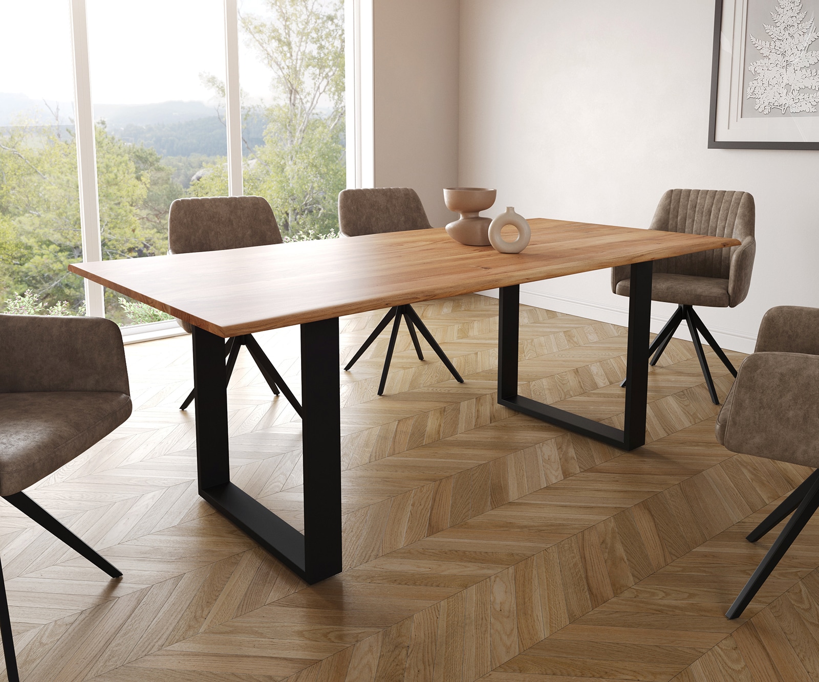 Esstisch Edge 200x100 S Akazie Natur Kufe Schwarz Live-Edge Esstisch Edge 200x100 S Akazie Natur Kufe Schwarz Live-Edge