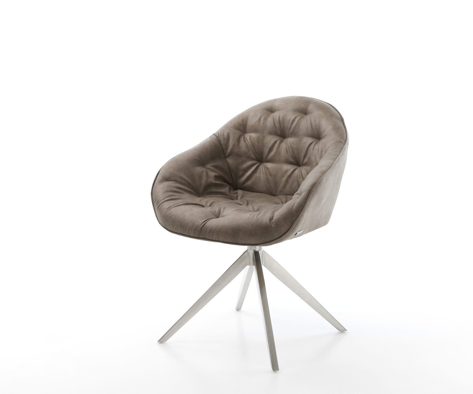 Drehstuhl Gaio-Flex Mikrofaser Taupe Vintage Kreuzgestell breit Edelstahl 3 günstig online kaufen