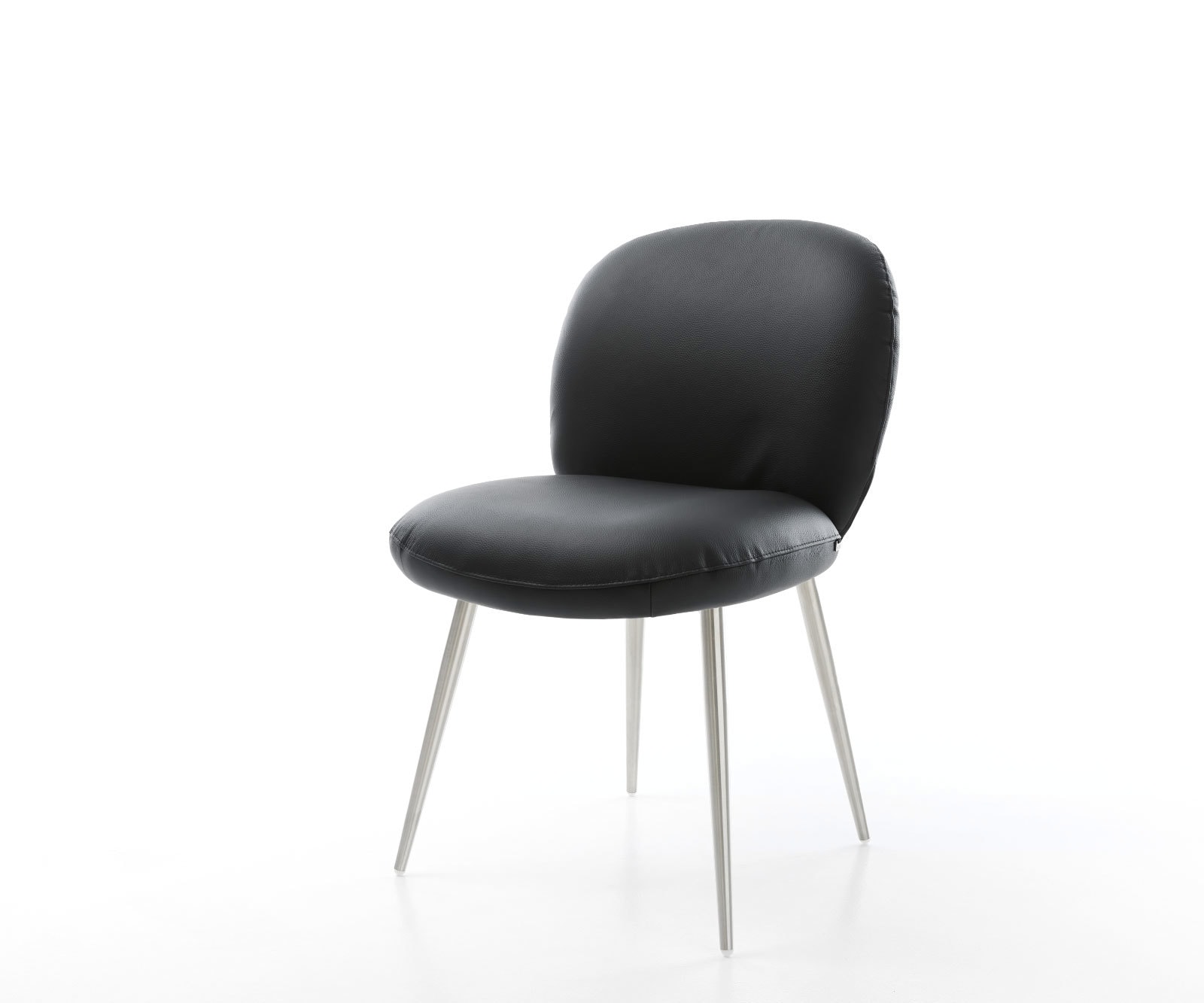 Esszimmerstuhl Nube-Flex Echt-Leder Schwarz 4-Fuß konisch Edelstahl Taschenfederkern Esszimmerstuhl Nube-Flex Echt-Leder Schwarz 4-Fuß konisch Edelstahl Taschenfederkern