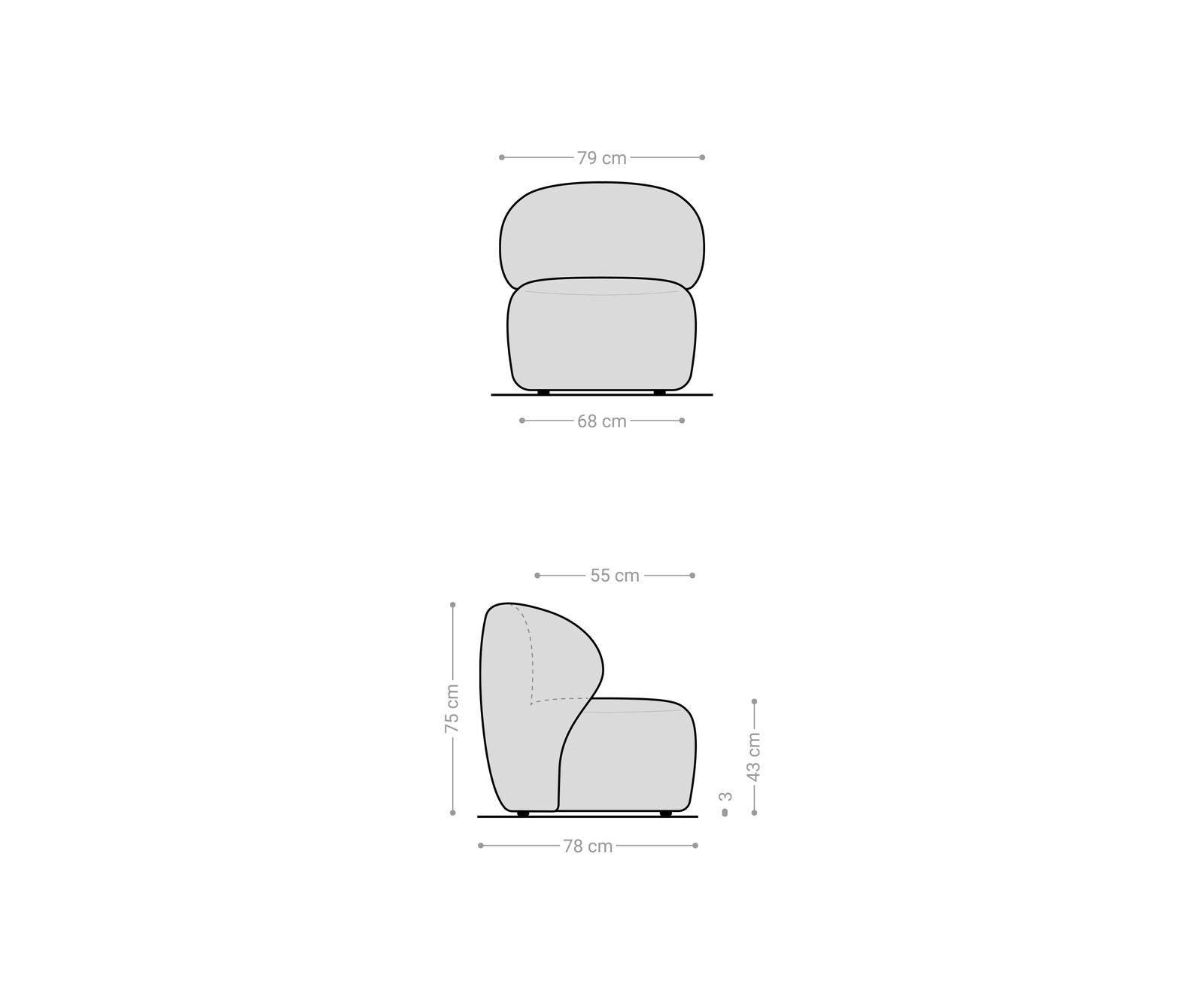 Loungesessel Pulo 80x80 cm Plüsch Creme-Weiß 6