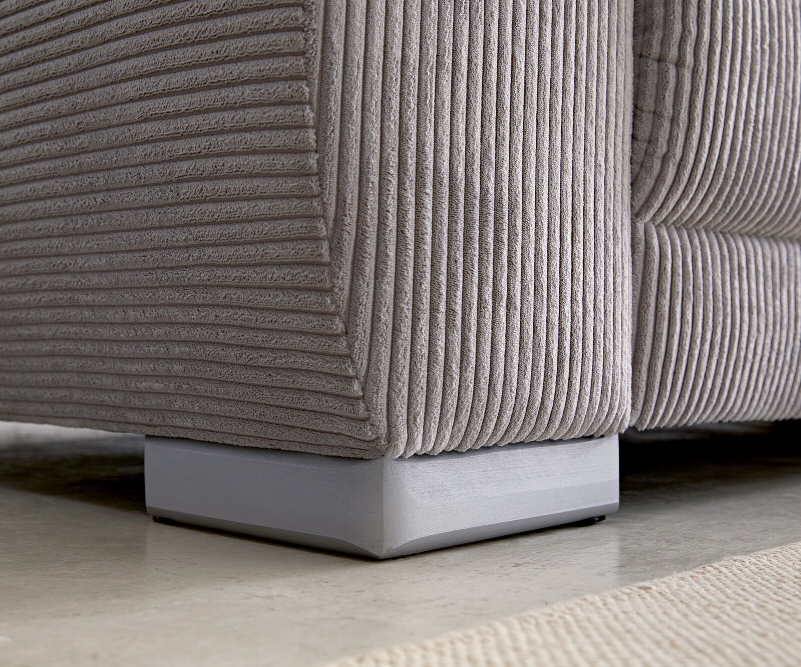 Ecksofa Josea 300x220 cm Cord Silbergrau Ottomane rechts 8