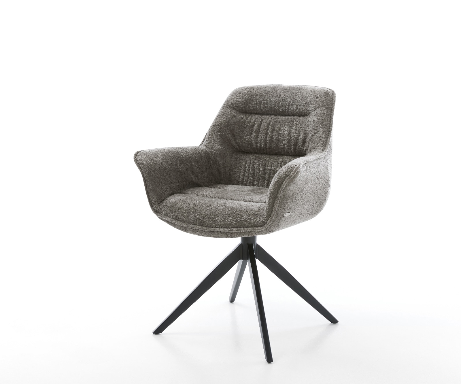 Drehstuhl Kaira-Flex Bouclé Soft Schlamm Kreuzgestell breit Schwarz 360° drehbar Wippfunktion