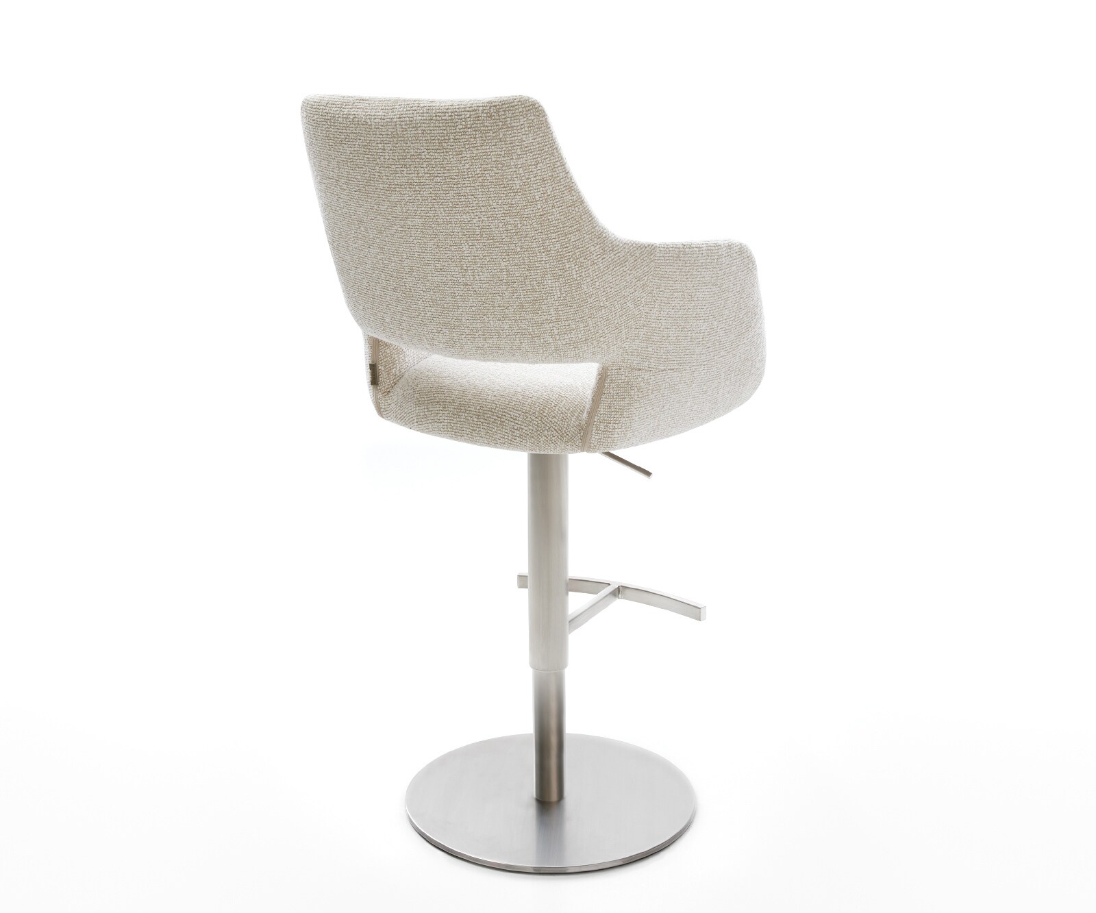 Barstuhl Yago-Flex Webstoff Soft Beige Drehfuß höhenverstellbar Edelstahl Silberfarben Taschenfederkern 4