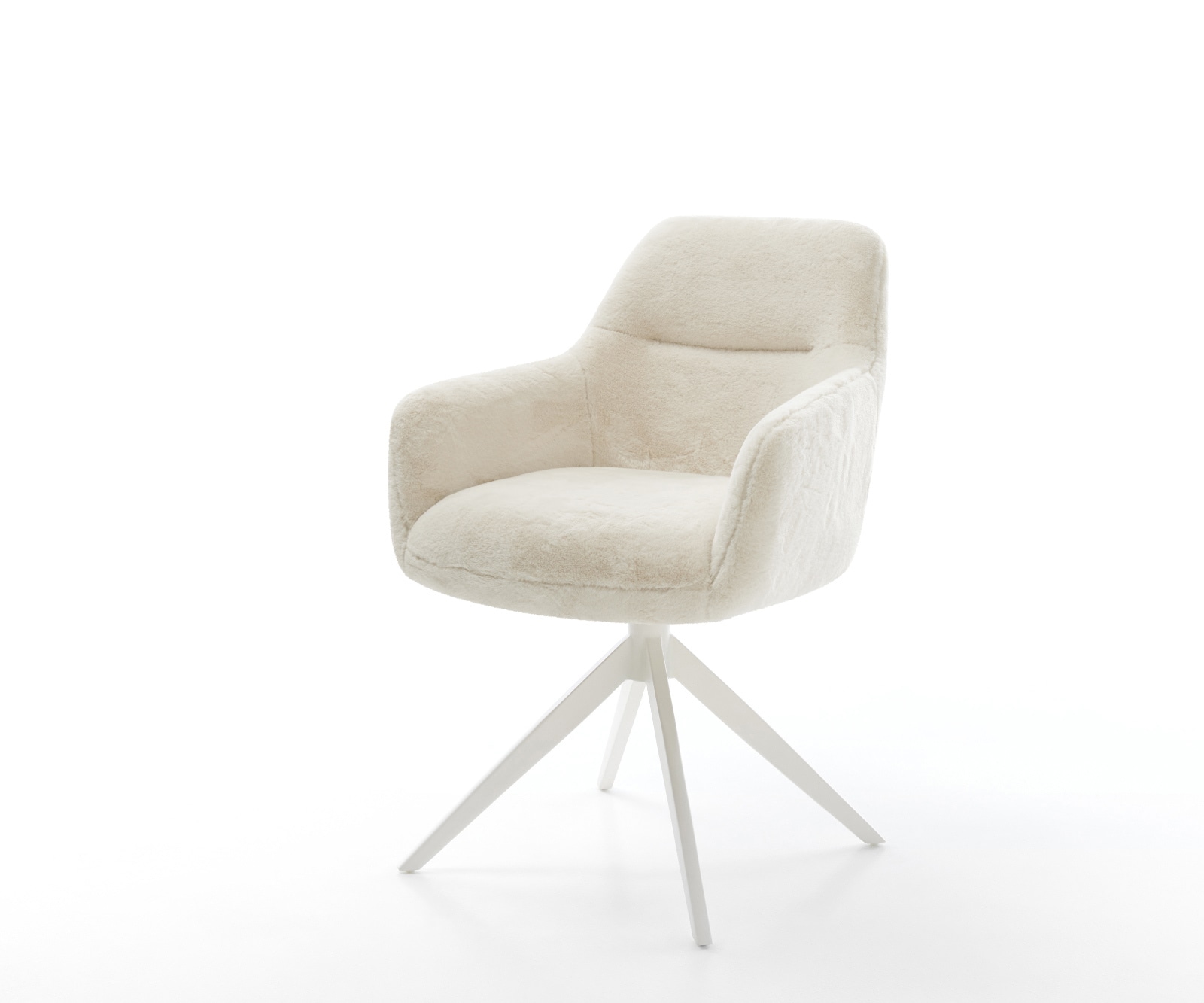Chaise-pivotante Pejo-Flex peluche crème-blanc pied croisé large blanc pivotement sur 360° fonction bascule resorts ensachés