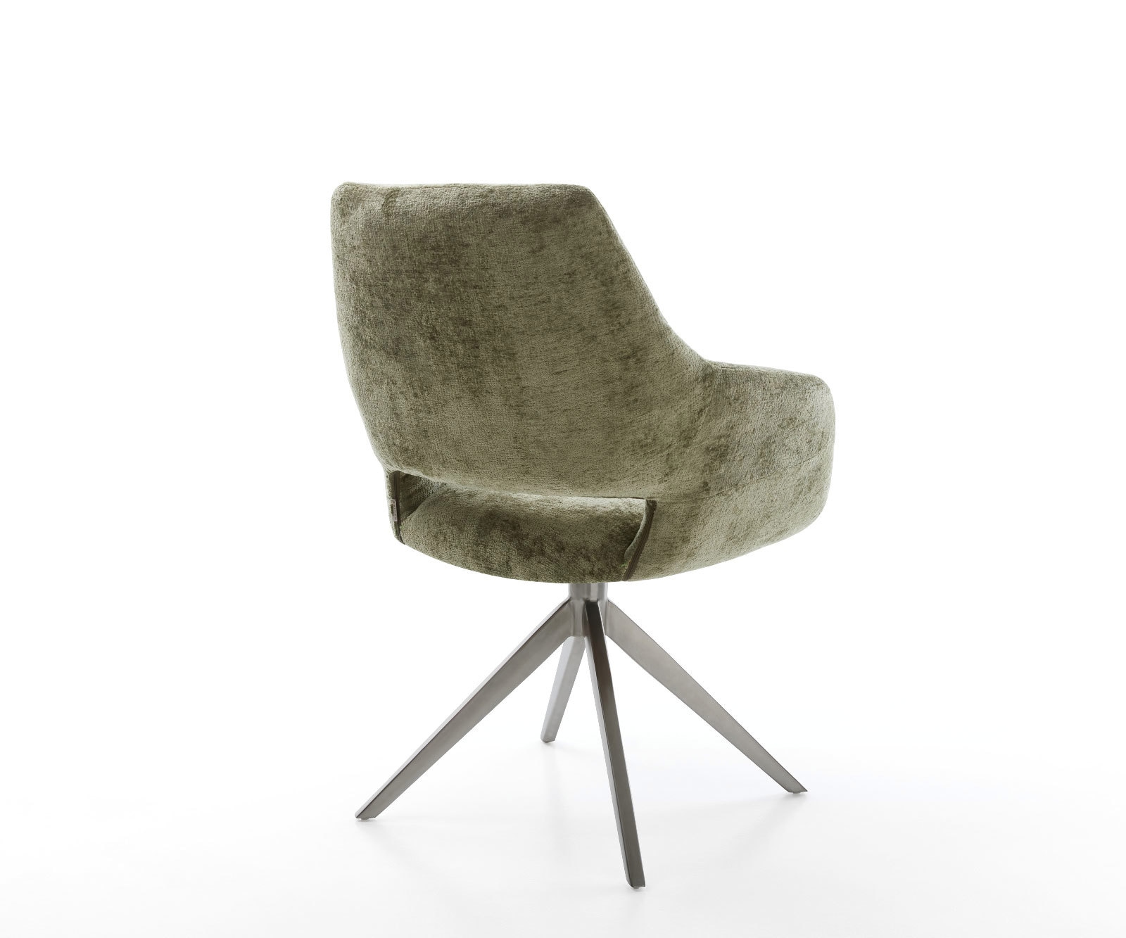 Drehstuhl Yago-Flex mit Armlehnen Chenille Olive Kreuzgestell breit Graphit 360° drehbar Wippfunktion Taschenfederkern 4