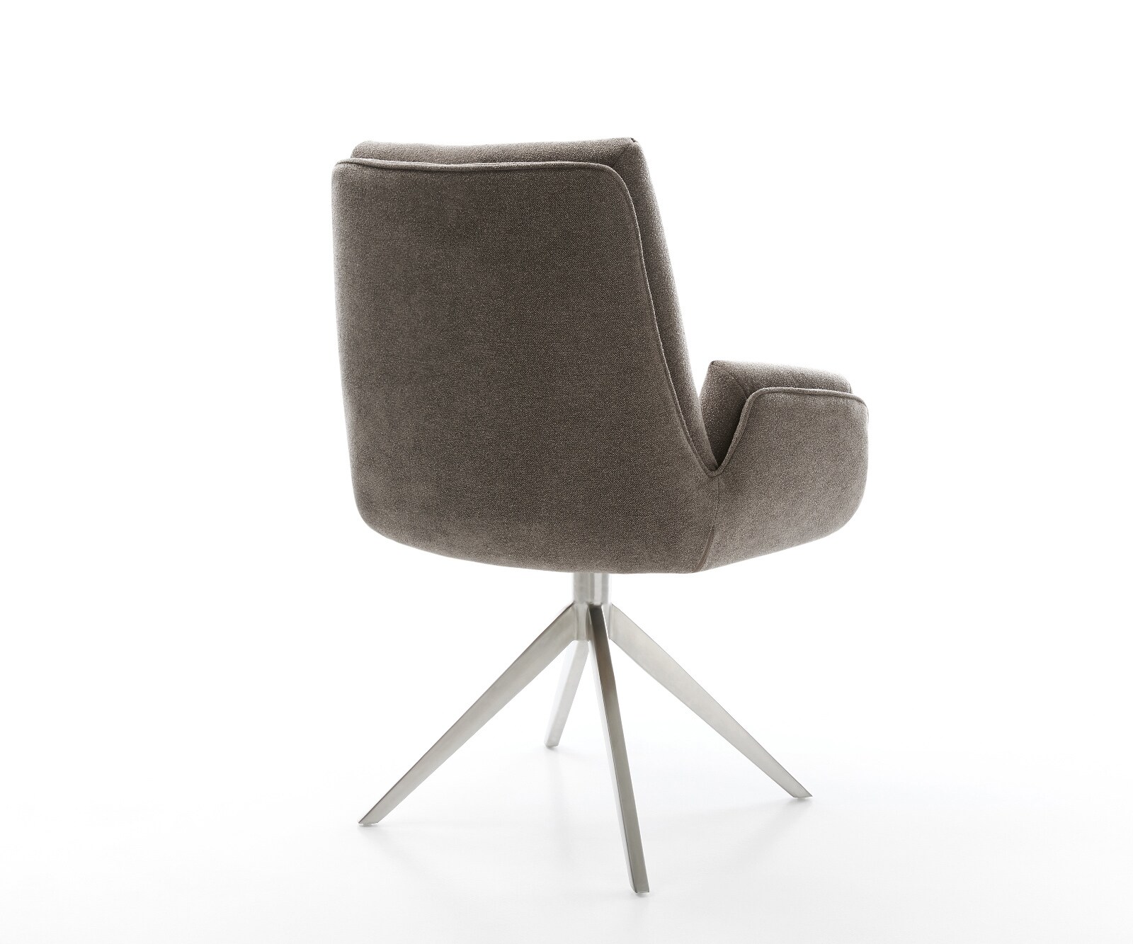 Drehstuhl Clea-Flex Strukturstoff Soft Taupe Kreuzgestell breit Edelstahl 360° drehbar Wippfunktion 5