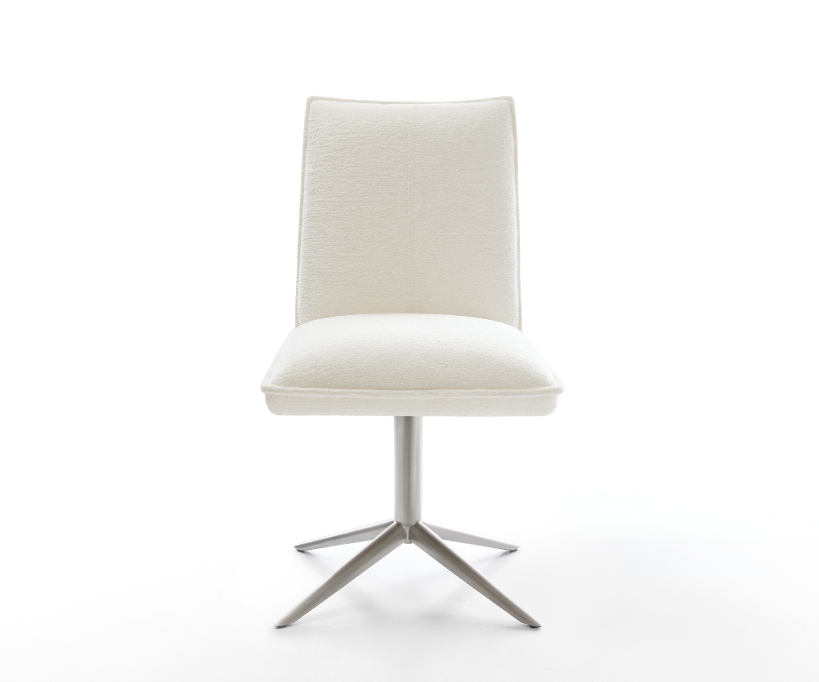 Drehstuhl Lelio-Flex Bouclé Soft Beige Fußkreuz Edelstahl 360° drehbar Wippfunktion Taschenfederkern 1