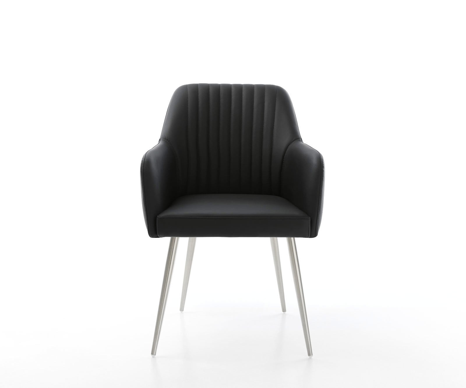 Esszimmerstuhl Greg-Flex Echt-Leder Schwarz 4-Fuß konisch Edelstahl Taschenfederkern 2