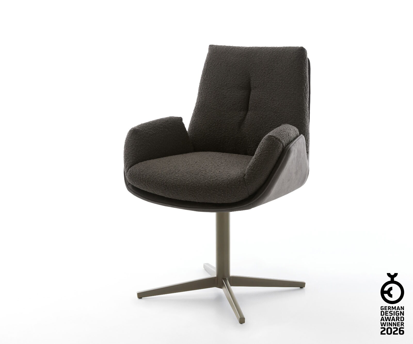 Drehstuhl Clea-Flex Materialmix Schwarz Fußkreuz Effektfinish Titan 360° drehbar