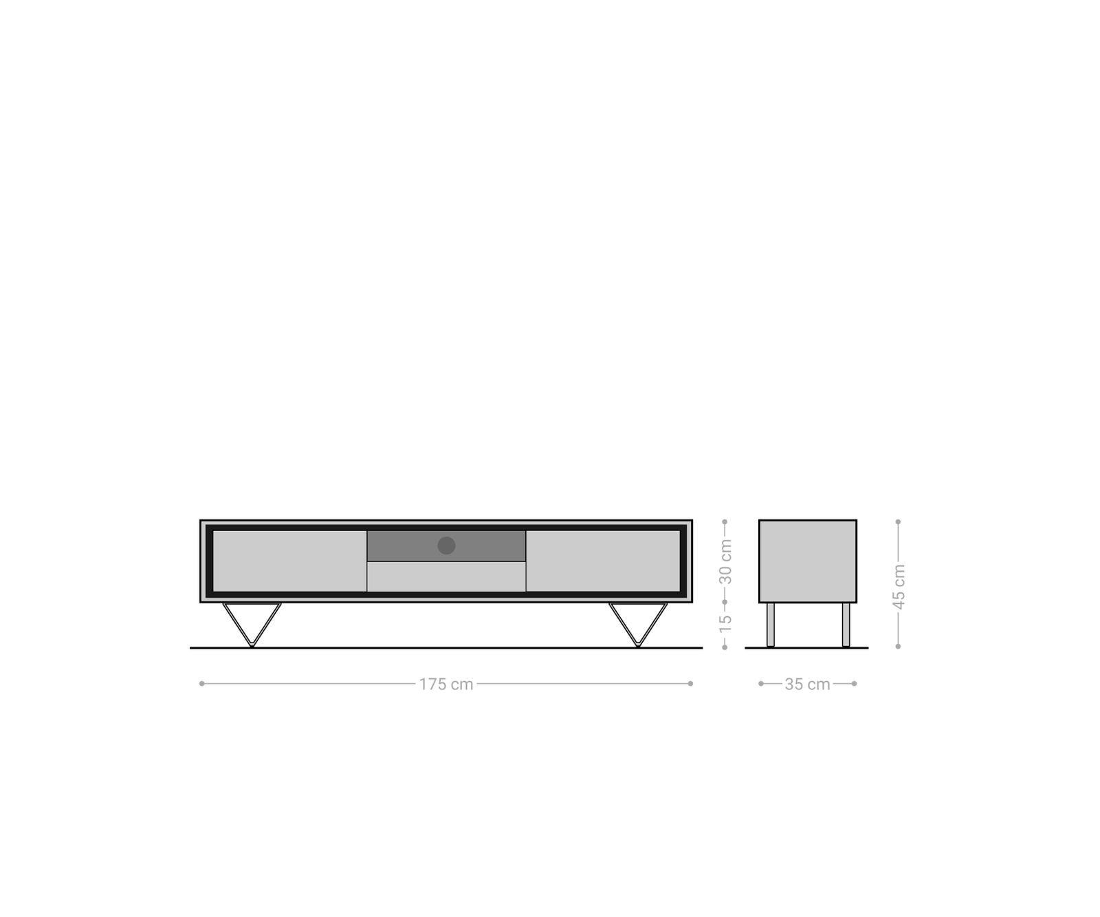 Lowboard Stonegrace 175 cm Akazie Braun Steinfurnier 2 Türen 1 Schublade 1 Fach V-Fuß Schwarz 5 Lowboard Stonegrace 175 cm Akazie Braun Steinfurnier 2 Türen 1 Schublade 1 Fach V-Fuß Schwarz 5