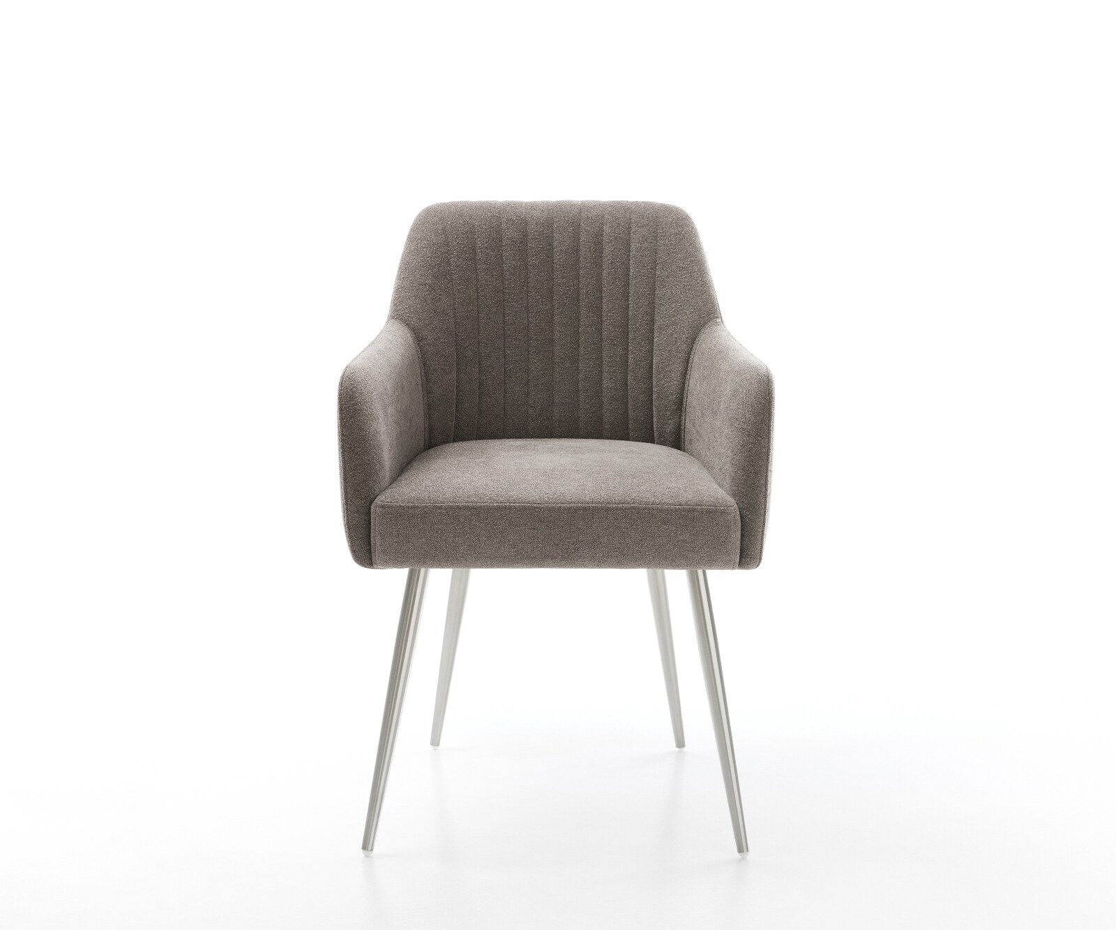 Esszimmerstuhl Greg-Flex Strukturstoff Soft Taupe 4-Fuß konisch Edelstahl Taschenfederkern 1