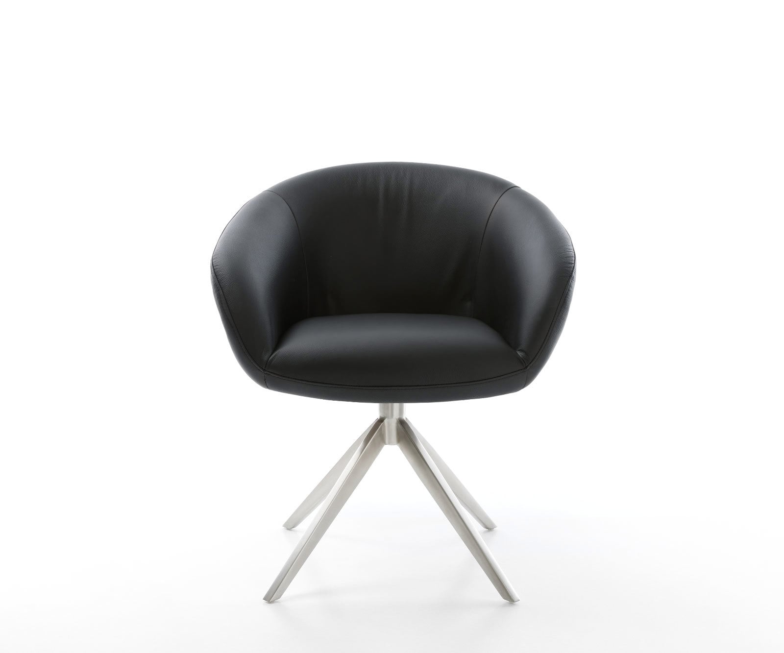 Drehstuhl Vinka-Flex mit Armlehnen Echt-Leder Schwarz Kreuzgestell breit Edelstahl 360° drehbar Wippfunktion Taschenfederkern 1 Drehstuhl Vinka-Flex mit Armlehnen Echt-Leder Schwarz Kreuzgestell breit Edelstahl 360° drehbar Wippfunktion Taschenfederkern 1