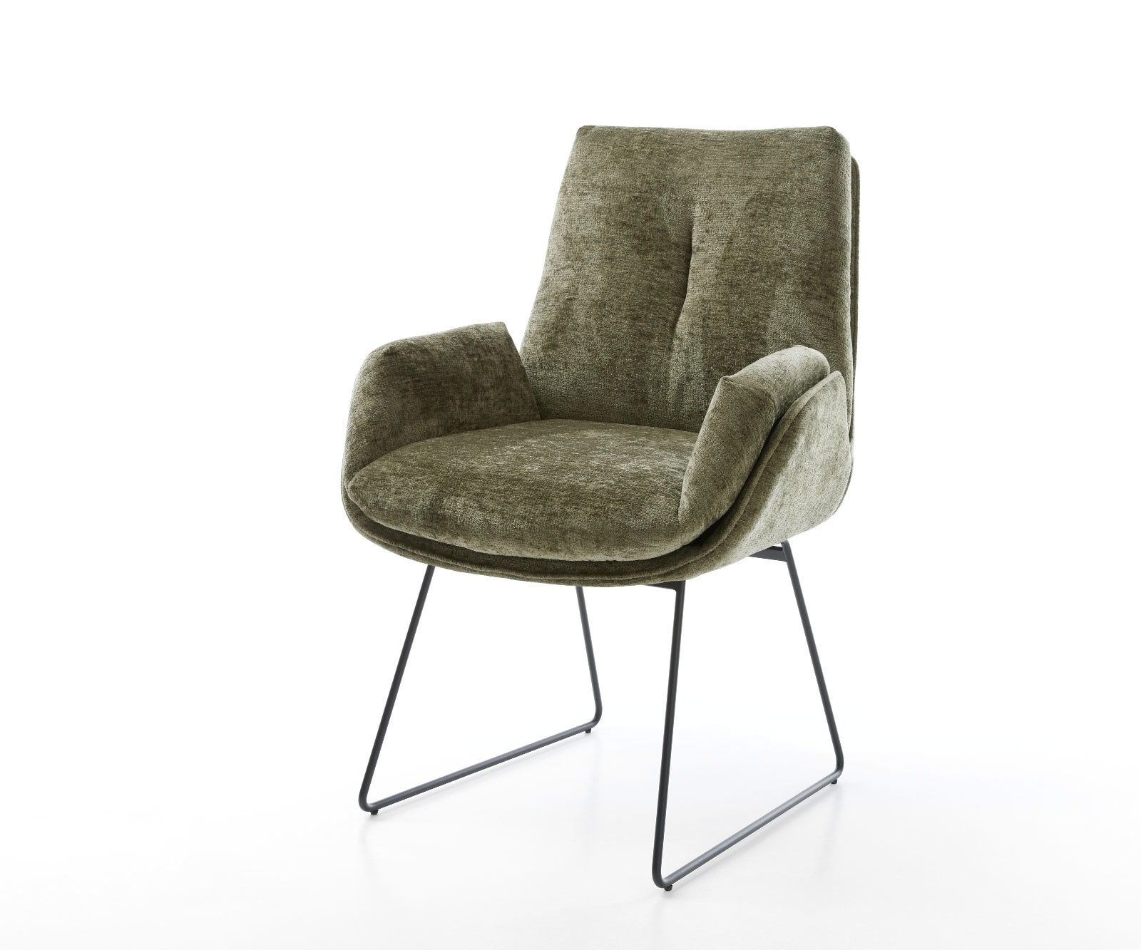 Esszimmerstuhl Clea-Flex Chenille Olive Kufengestell Schwarz günstig online kaufen