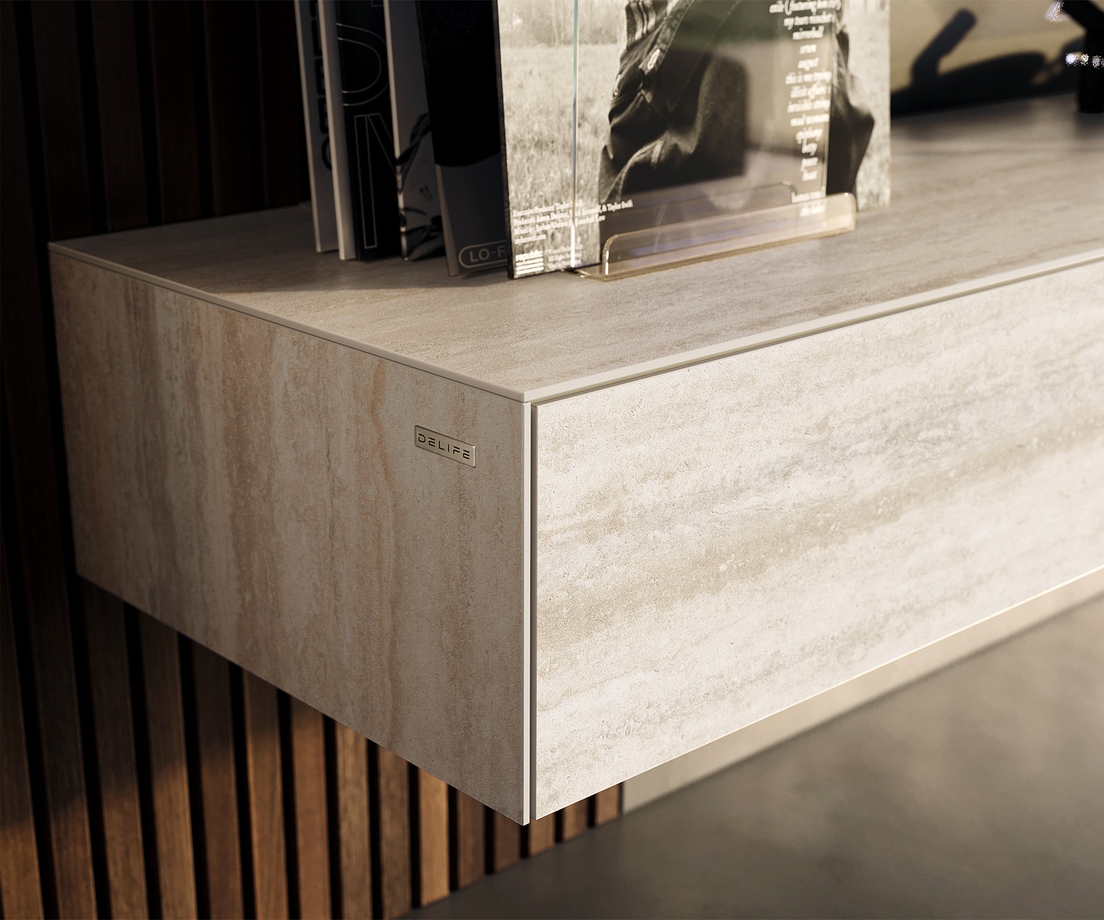 Lowboard Cuor 150 cm Keramik Laminam® Travertino Bianco Creme-Weiß 1 Klappe 1 Schubfach Schwebend 6 Lowboard Cuor 150 cm Keramik Laminam® Travertino Bianco Creme-Weiß 1 Klappe 1 Schubfach Schwebend 6